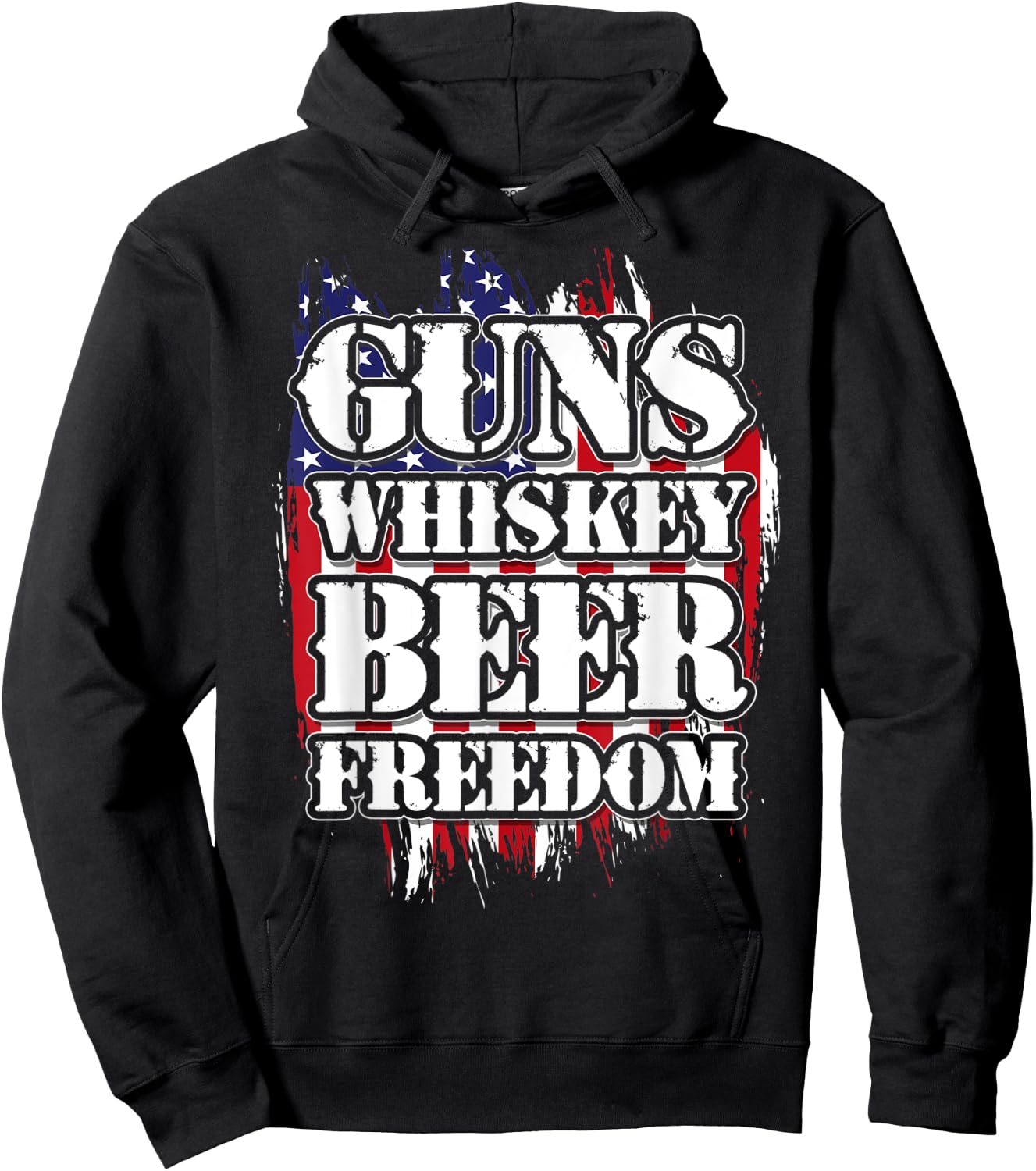 American Flag Guns Whiskey Beer Freedom Men Hoodie - Hoodie | Black