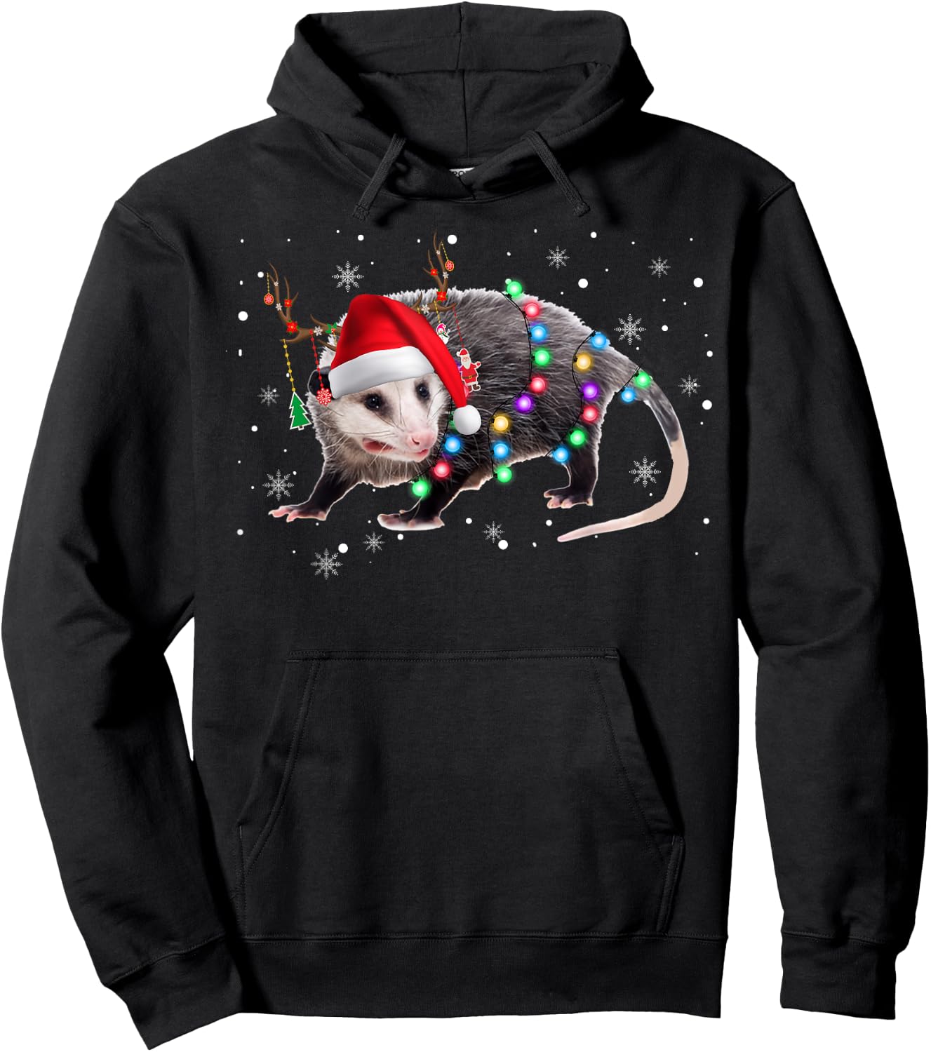 Possum Christmas Lights Santa Reindeer Possum Lover Gifts Hoodie - Hoodie | Black