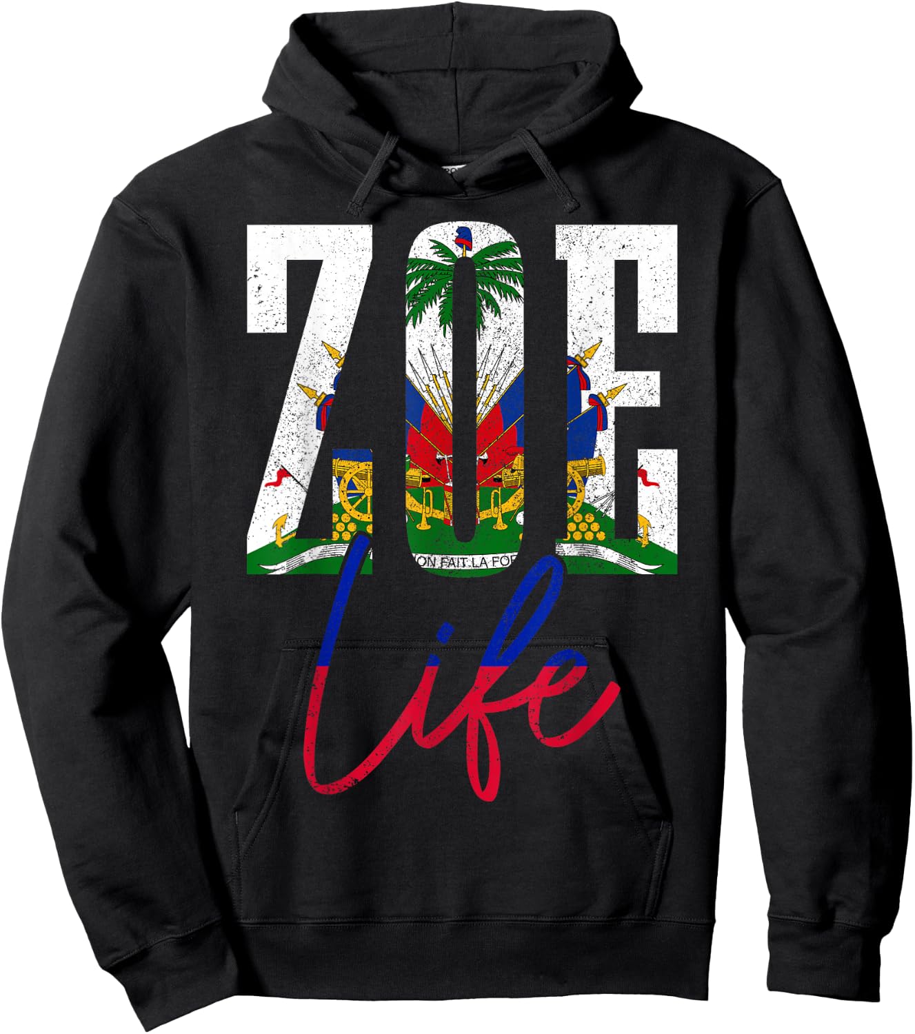Haiti Zoe Haitian Flag Caribbean Souvenir Hoodie - Hoodie | Black