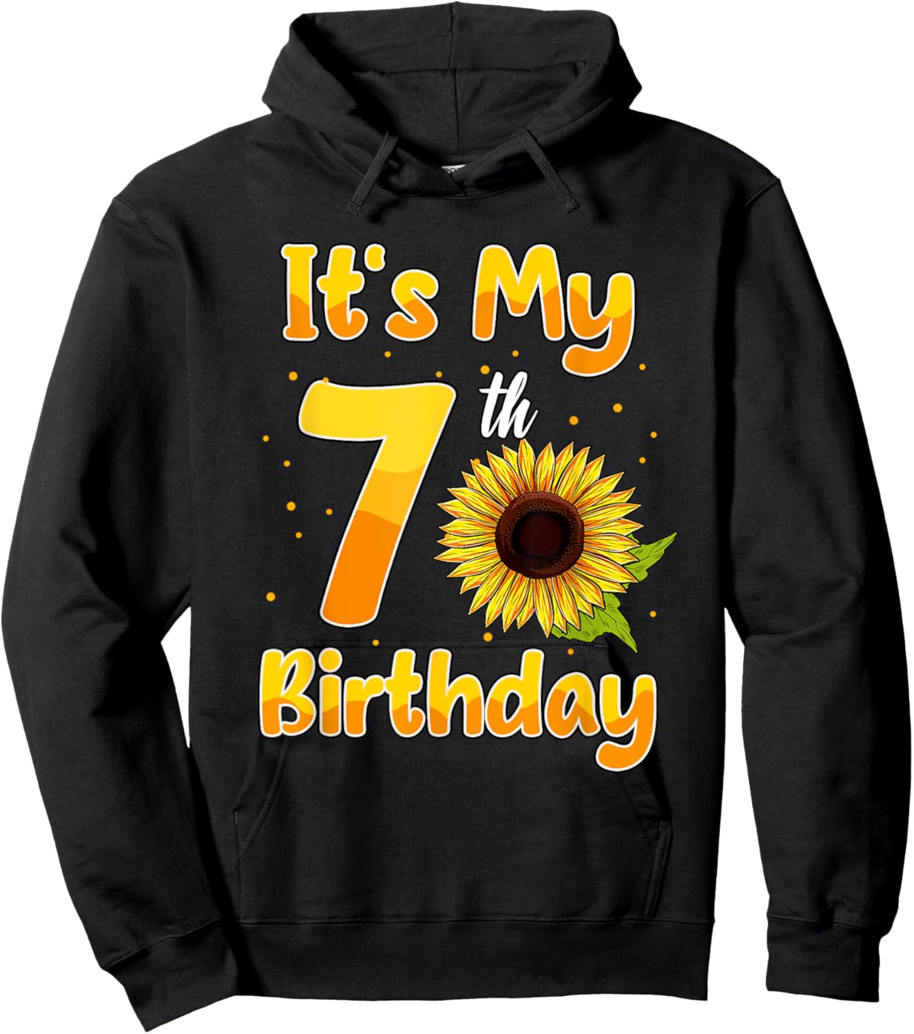 It's My 7th Birthday Sunflower Theme Party 7 Year Old Hoodie - Hoodie | Black