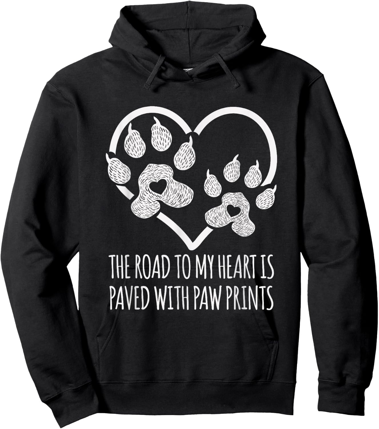 I Love Dogs Road to My Heart Paved with Paw Prints Hoodie - Hoodie | Black