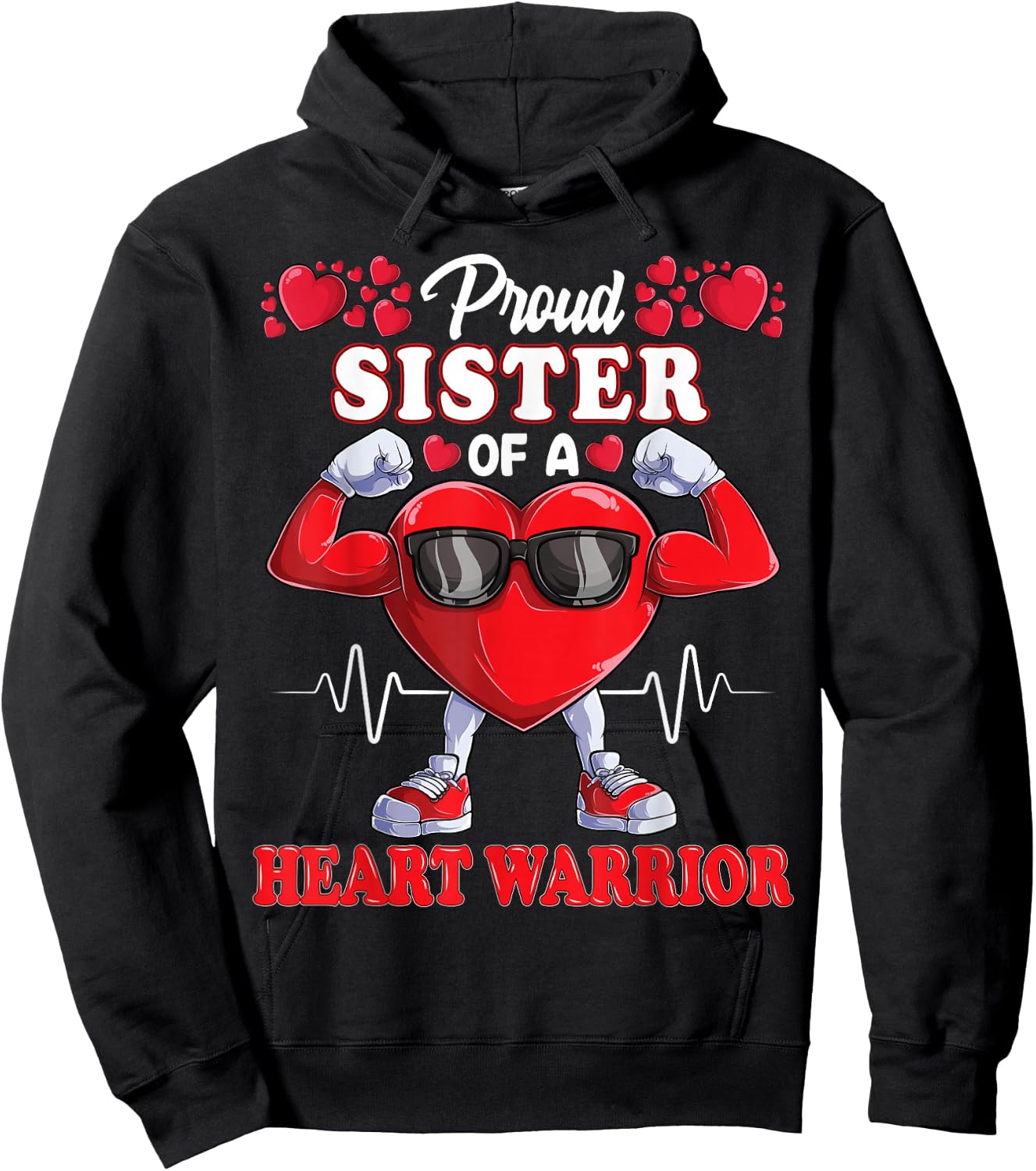 Proud Sister of a Heart Warrior CHD Awareness Hoodie - Hoodie | Black