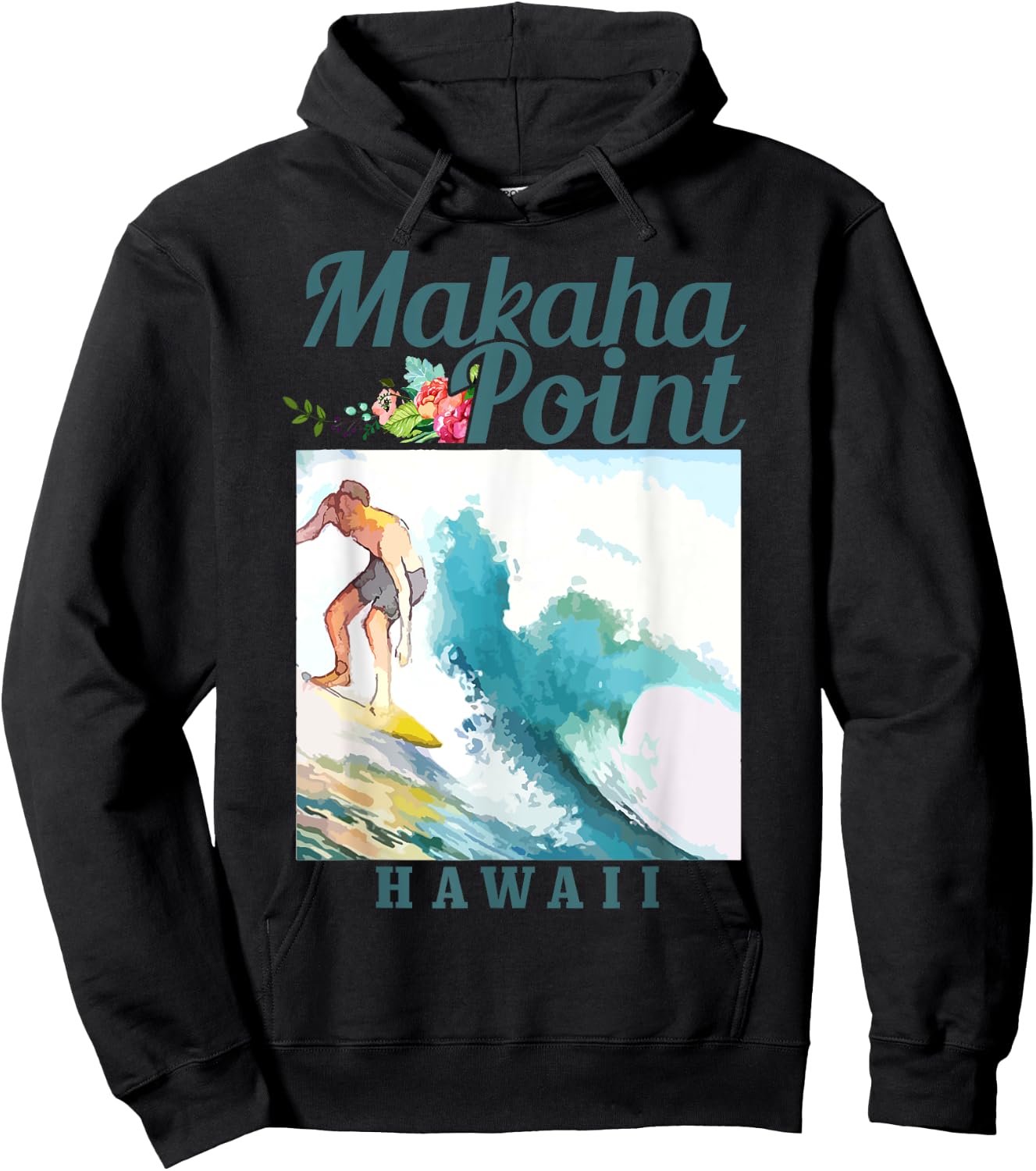 Makaha Point Hawaii Surfing Vintage Surfer Hoodie - Hoodie | Black