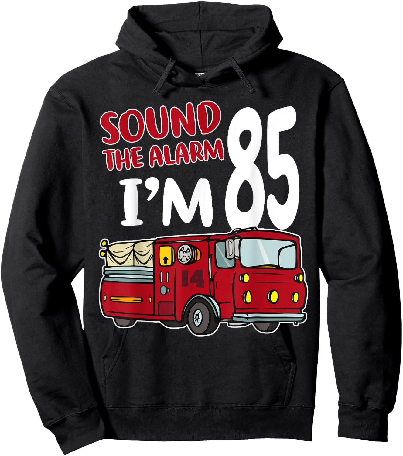 Fire Truck 85th Birthday Fireman Firefighter 85 Year Old Hoodie - Hoodie | Black