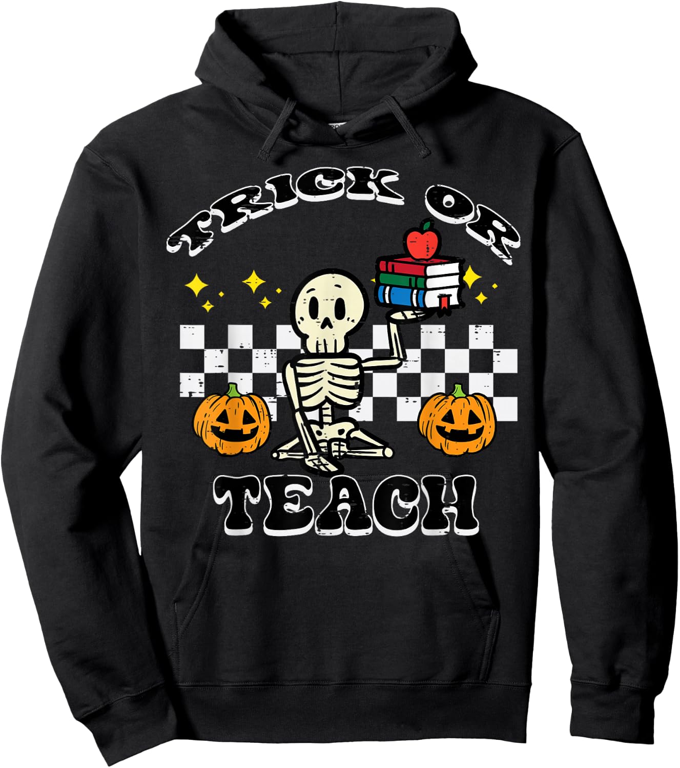Halloween Teacher Trick Or Teach Retro Costume Men Women Hoodie - Hoodie | Black