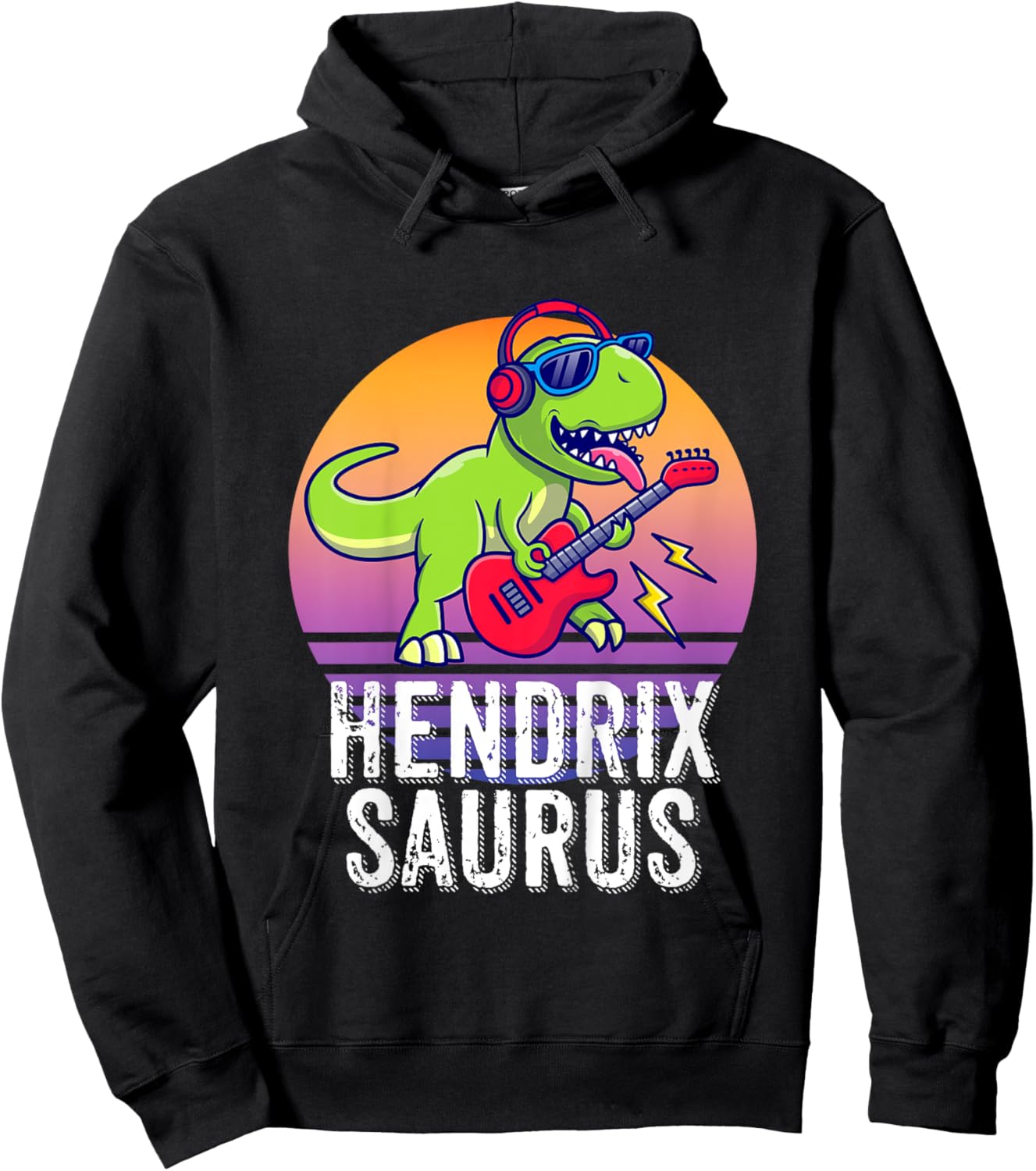 Hendrixsaurus - Gift Hendrix : Girls X-Small, Black, Cartoon, Birthday, Dinosaur-Themed Children's Hoodie - Hoodie | Black