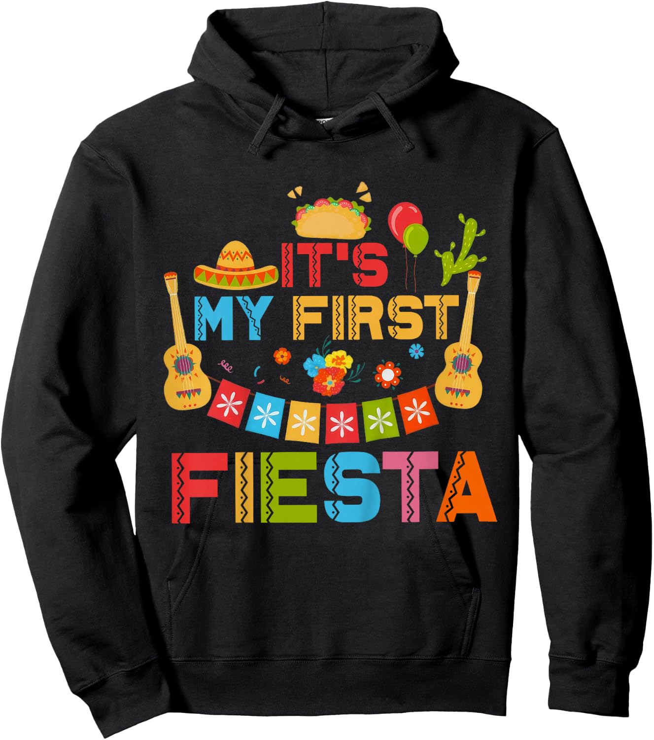 It's My First Fiesta Birthday Mexican Cinco De Mayo Kids Hoodie - Hoodie | Black