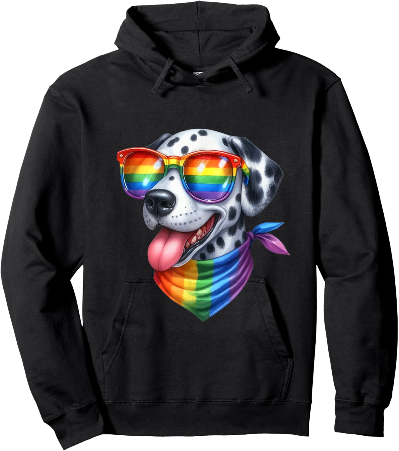 Colorful Dalmatian Dog Vibes Happy Spotted Pride Pup Rainbow Men Women Girls Kids Hoodie - Hoodie | Black