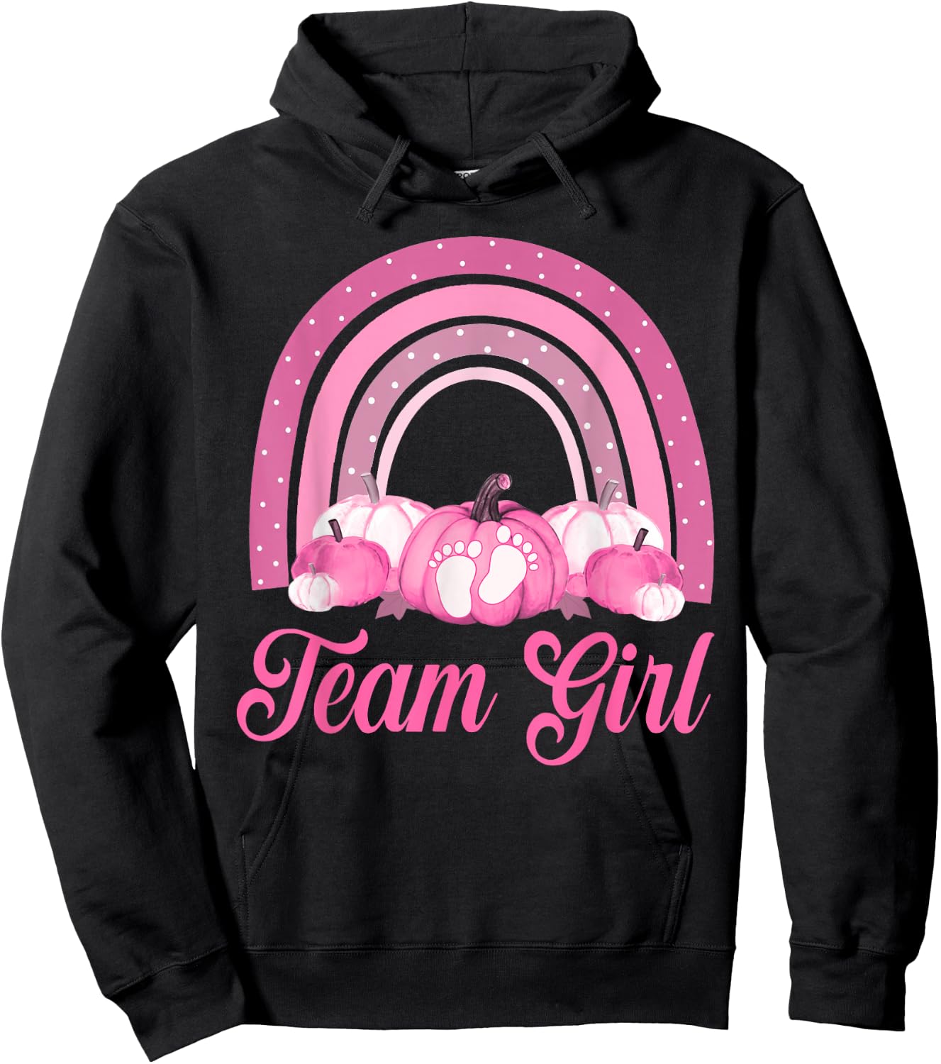 Rainbow Pumpkin Team Girl Gender Reveal Baby Announcement Hoodie - Hoodie | Black