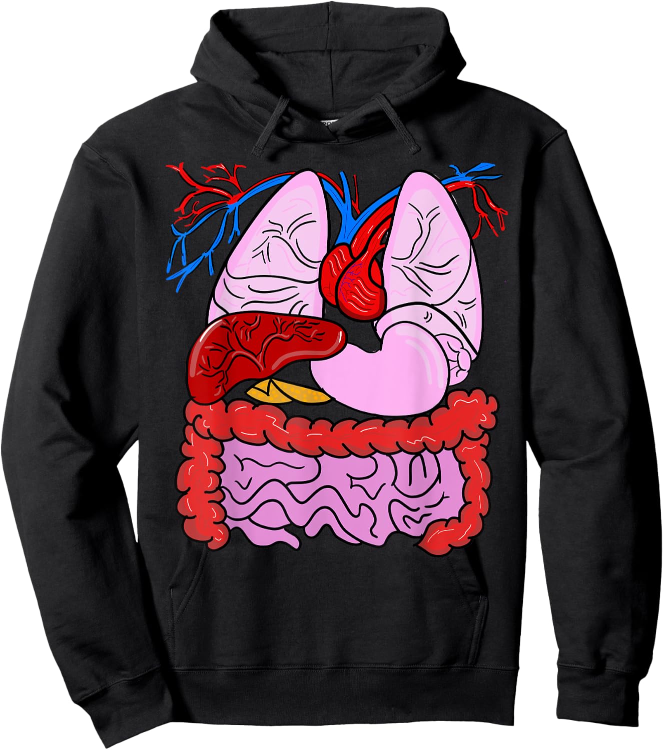 Human Body Anatomy: Illustrated Internal Organs Hoodie - Hoodie | Black