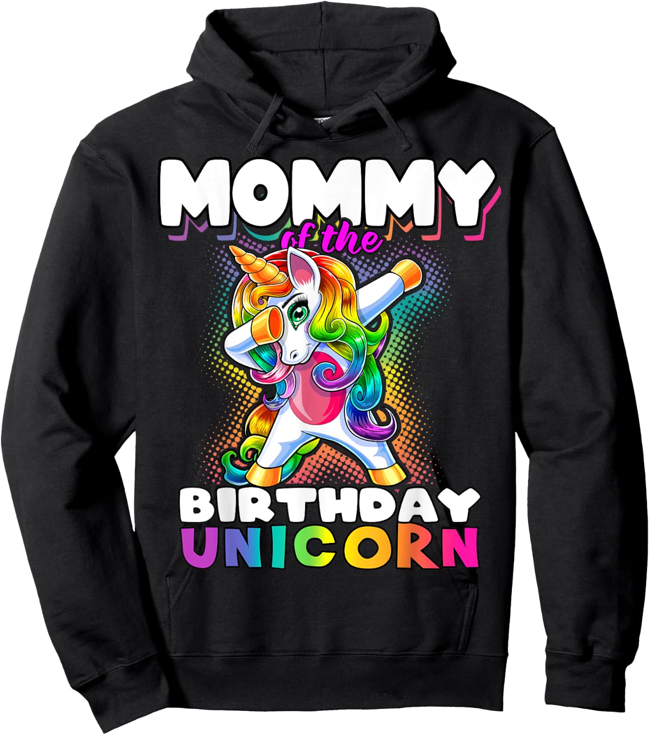Mommy of the Birthday Unicorn Dabbing Matching Family Hoodie - Hoodie | Black
