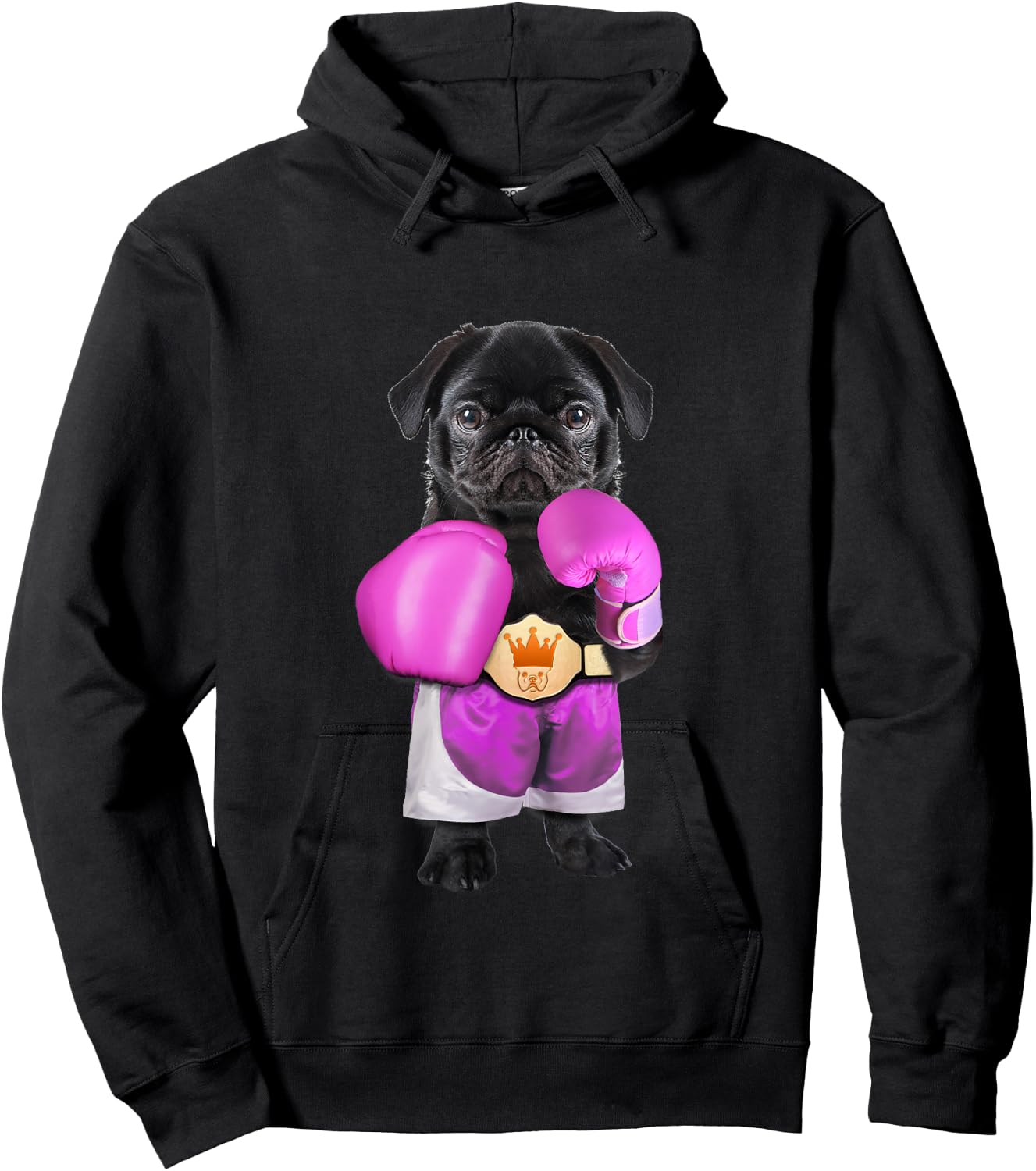 Pug dog Boxing Funny Fitness Gym Workout Hoodie - Hoodie | Black