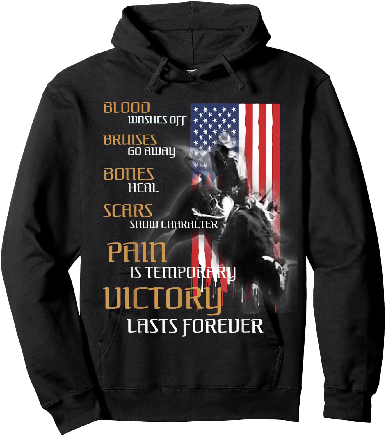 Texas Rider America Western Bull Riding Hoodie - Hoodie | Black