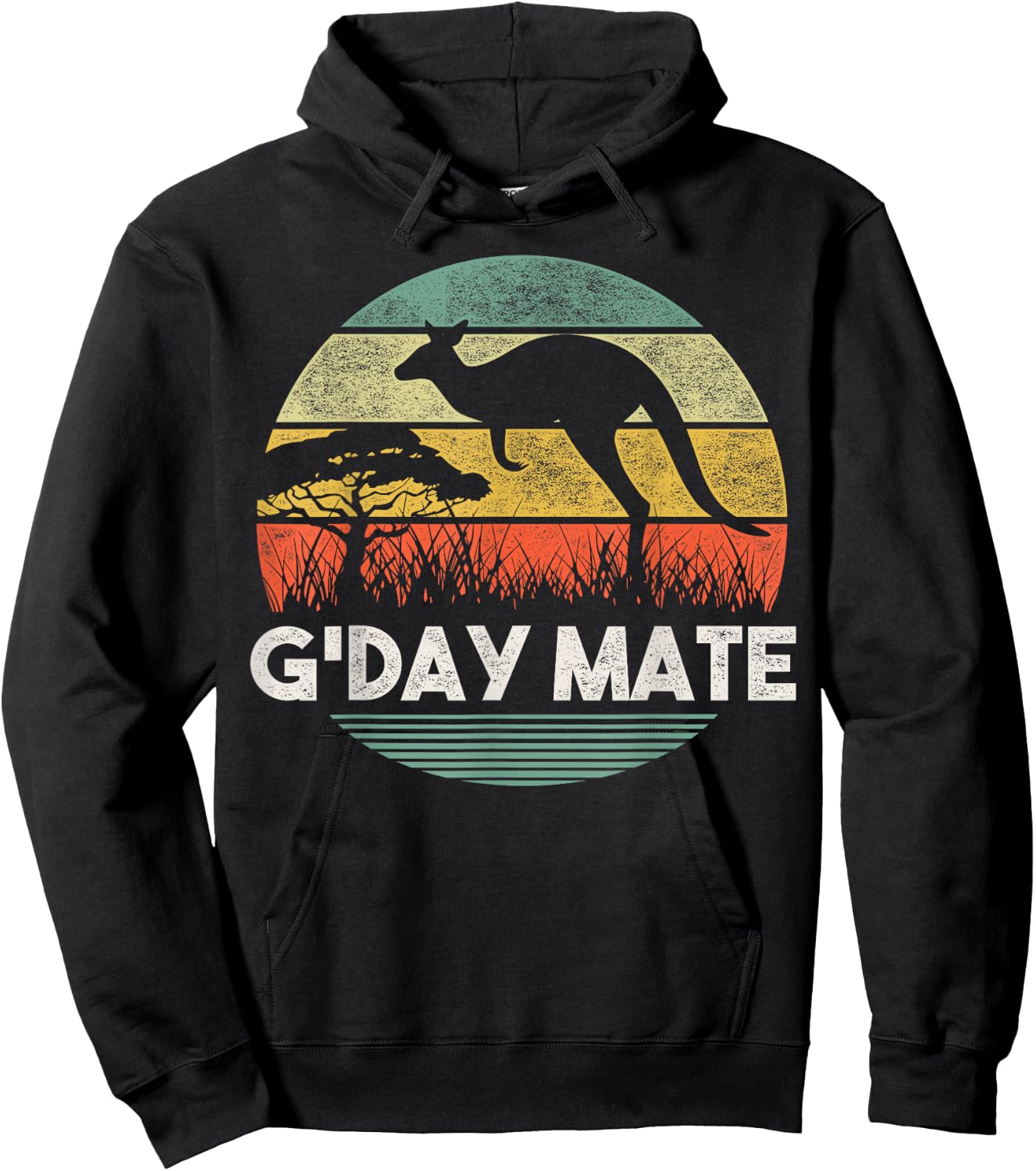 Australia G'Day Mate Shirt Funny Kangaroo Australian Vintage Hoodie - Hoodie | Black