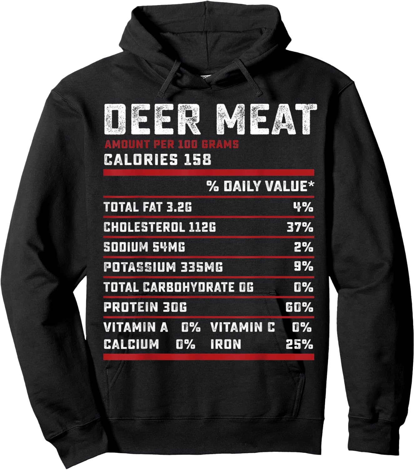 Deer meat Nutrition facts funny thanksgiving hunter gifts Hoodie - Hoodie | Black