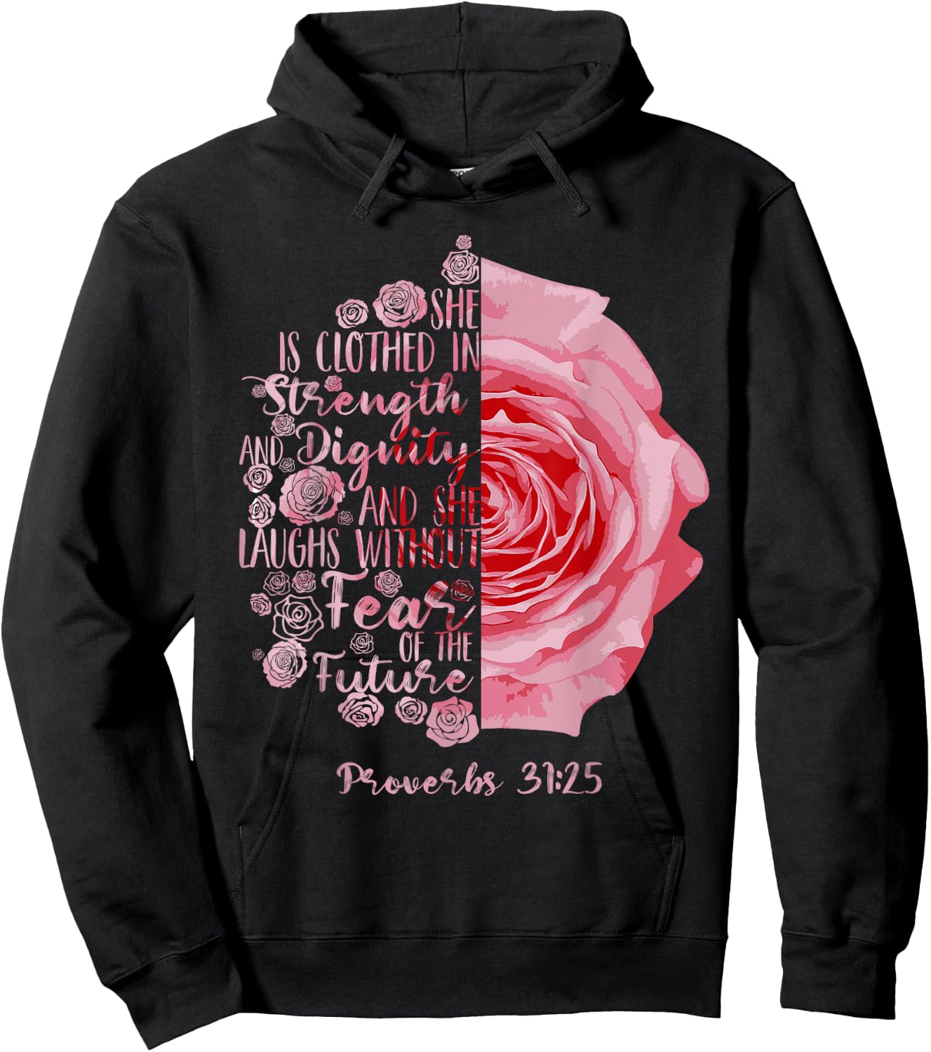 Cool She Is Clothed In Strength And Dignity Gift Hoodie - Hoodie | Black