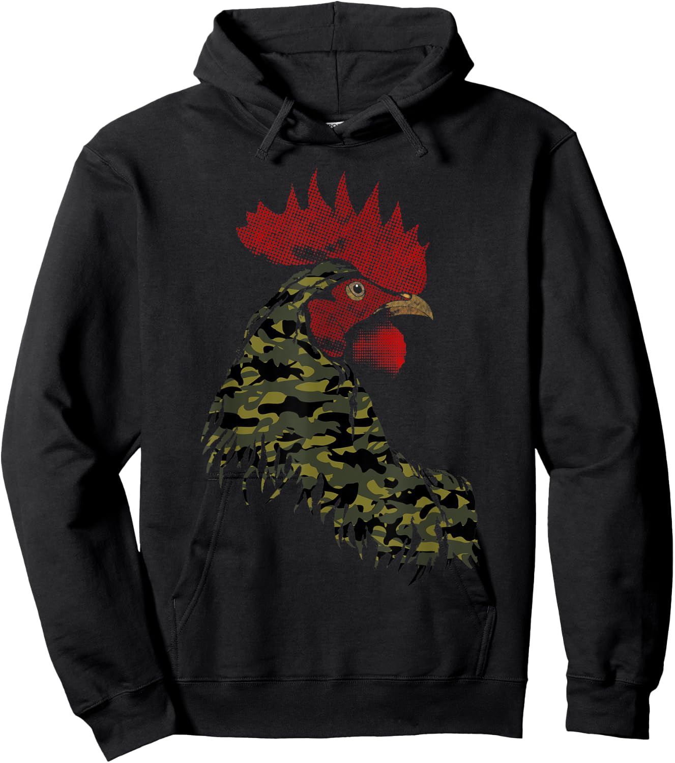 Camo Rooster Camouflage pattern fatigues Military Rooster Hoodie - Hoodie | Black