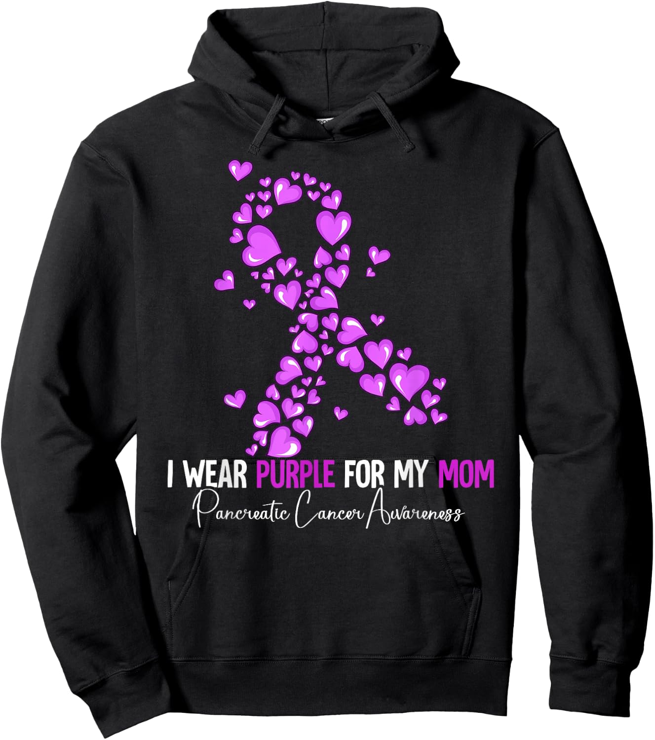 I Wear Purple For My Mom Pancreatic Cancer Awareness Hoodie - Hoodie | Black
