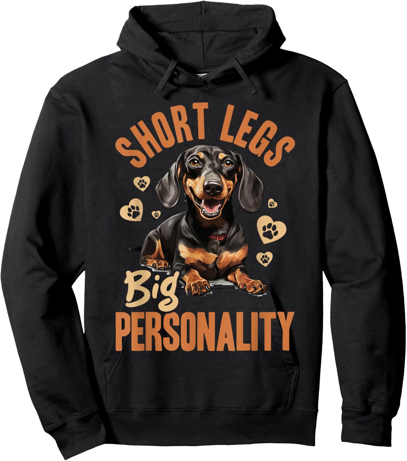 Dachshund wiener sausage dog Short legs big personality Men Women Kids Hoodie - Hoodie | Black