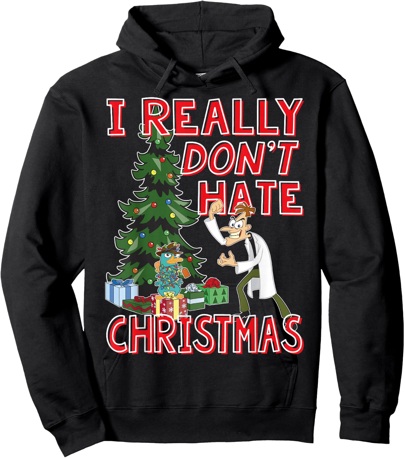 Disney Phineas and Ferb Doof Christmas Quote Hoodie - Hoodie | Black