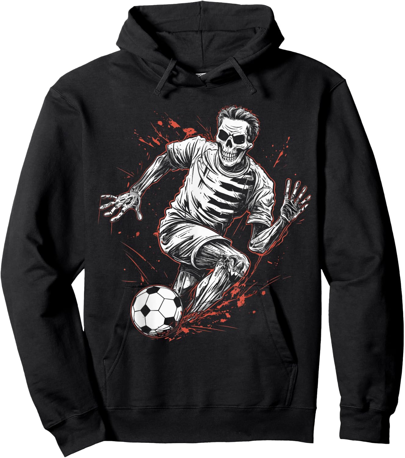Soccer Skeleton Soccer Player Halloween Spooky Hoodie - Hoodie | Black