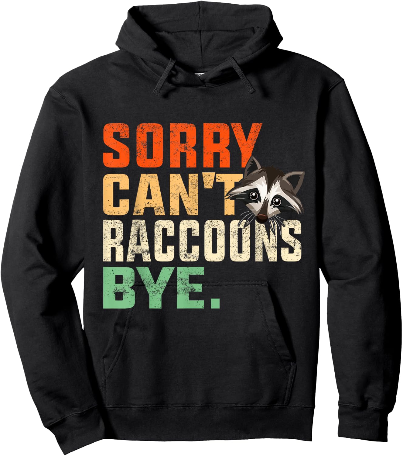 Sorry Can’t Raccoons Bye-Funny Vintage Raccoon Lover Animal Hoodie - Hoodie | Black