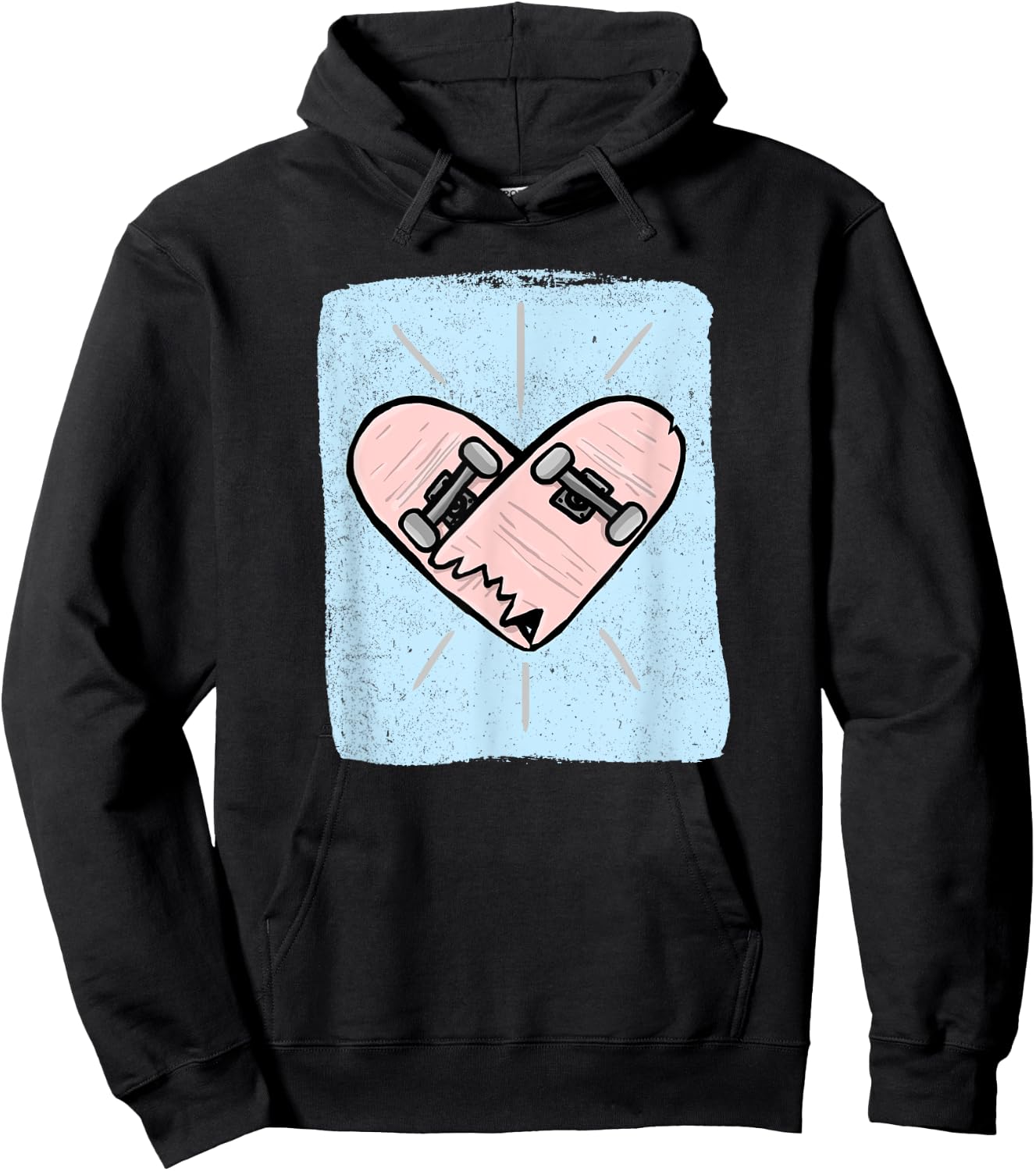 Skateboard Heartbeat Funny Skateboarder Skating Skater Hoodie - Hoodie | Black