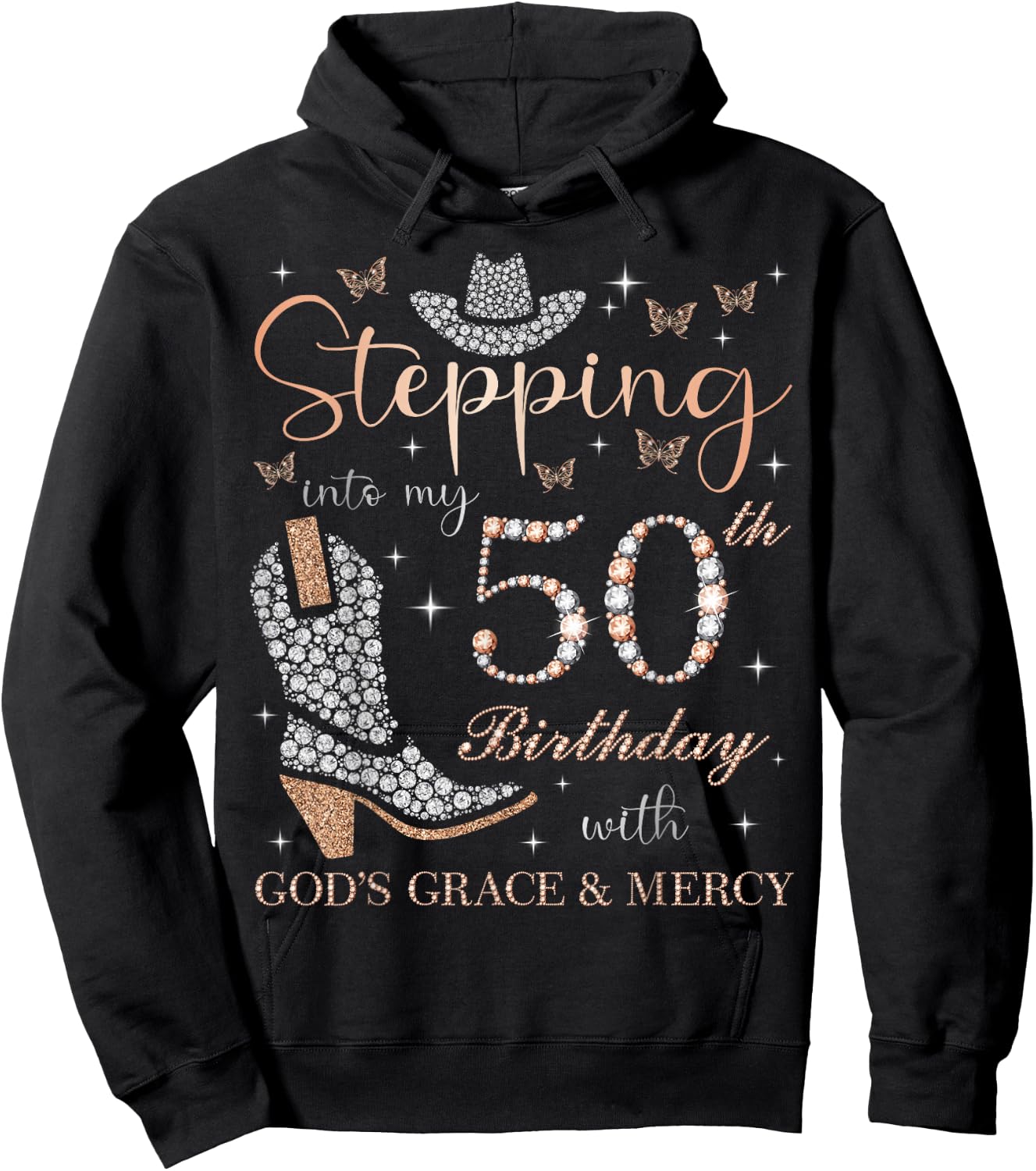 Stepping Into My 50th Birthday With God's Grace and Mercy Hoodie - Hoodie | Black