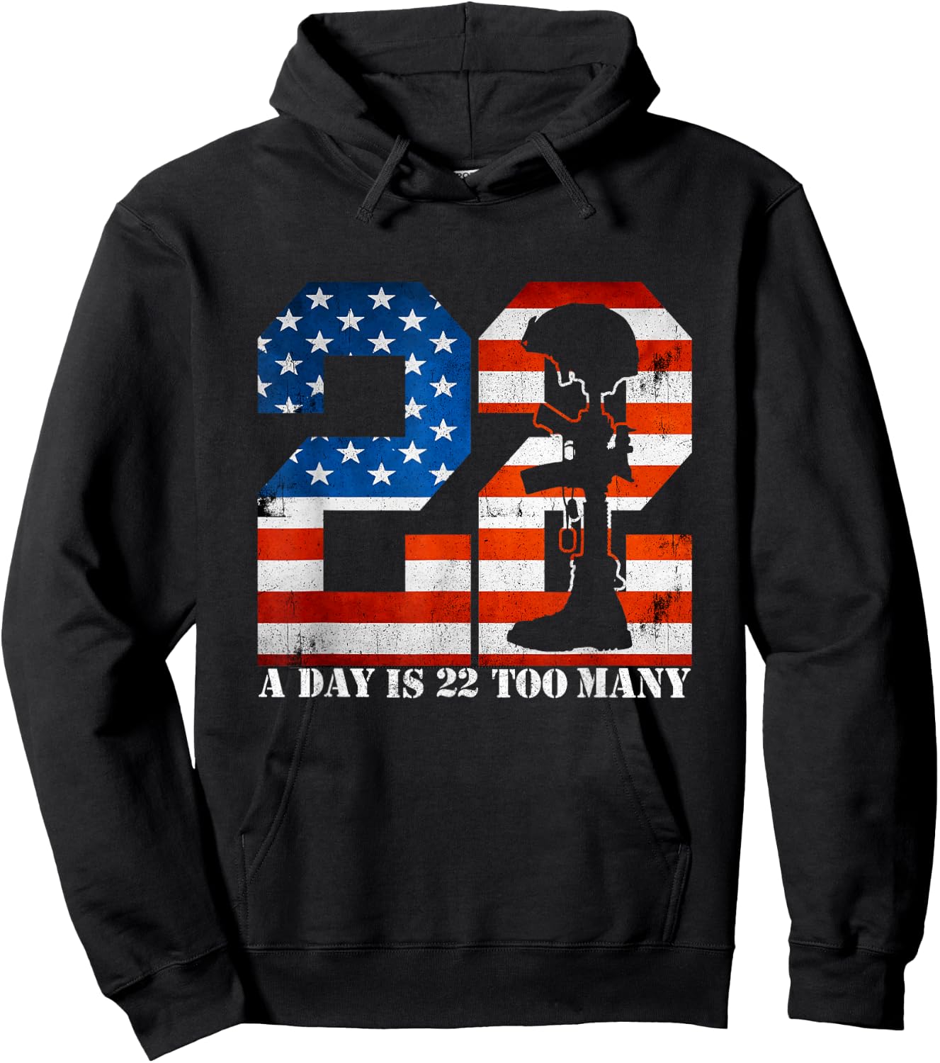 22 A Day is 22 Too Many Veteran Lives Matter Help Veterans Hoodie - Hoodie | Black