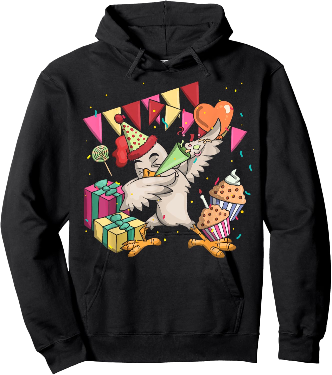 Funny Farm Bird Dab Chicken Anniversary Party Kids Birthday Hoodie - Hoodie | Black