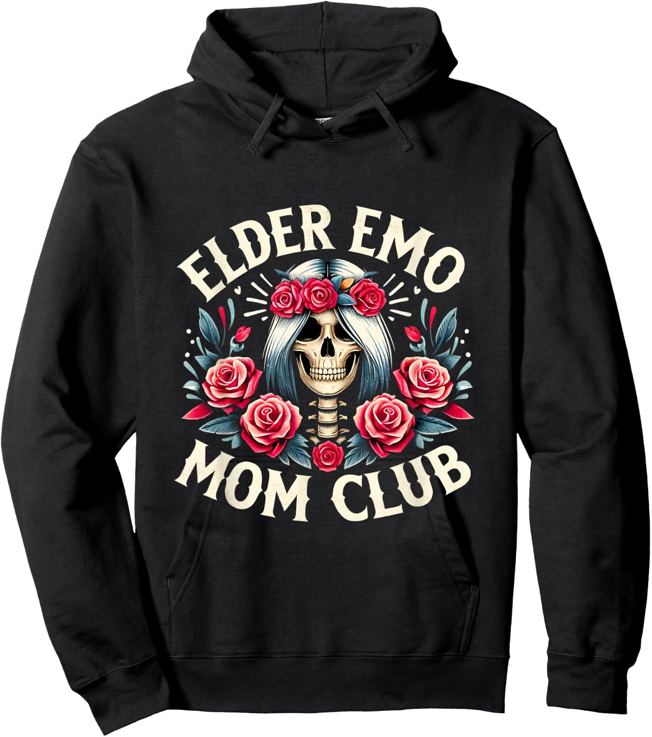 Funny Mother's Day Gifts Elder Emo Mom Club Skeleton Mom Hoodie - Hoodie | Black