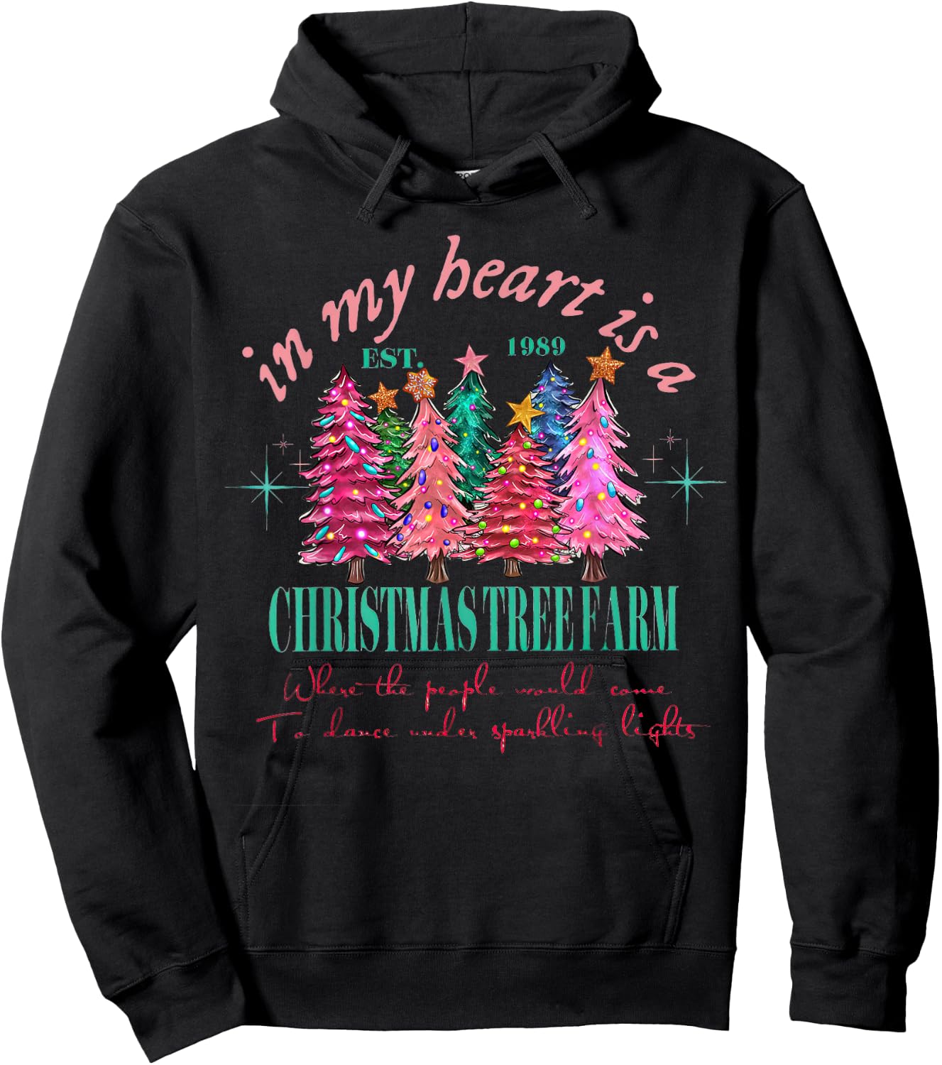 in My Heart is A Christmas Xmas Tree Farm Vintage Clothing Hoodie - Hoodie | Black