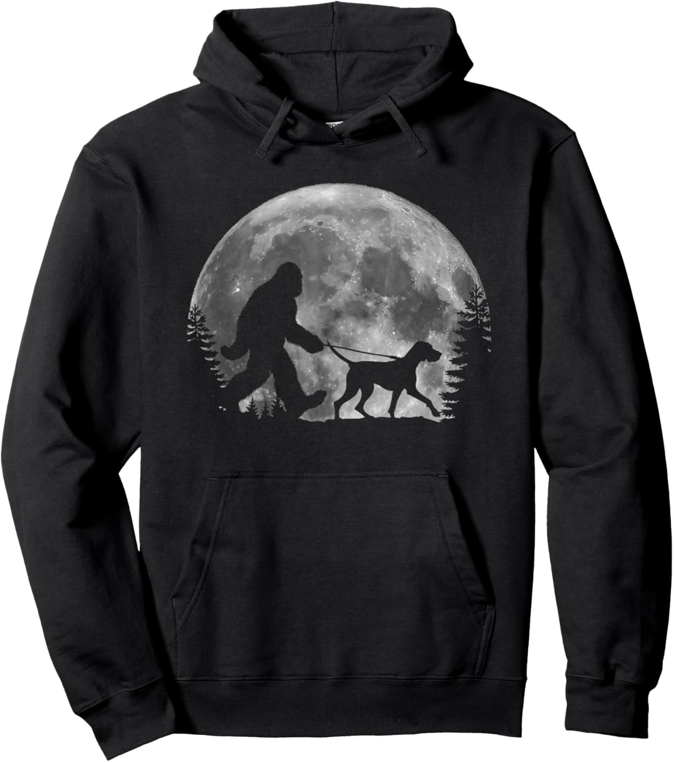 Bigfoot Walking a Dog German Shorthaired Pointer Halloween Hoodie - Hoodie | Black