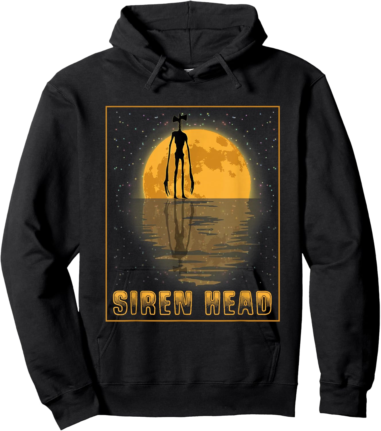 Siren Head and a Yellow Full Moon Hoodie - Hoodie | Black