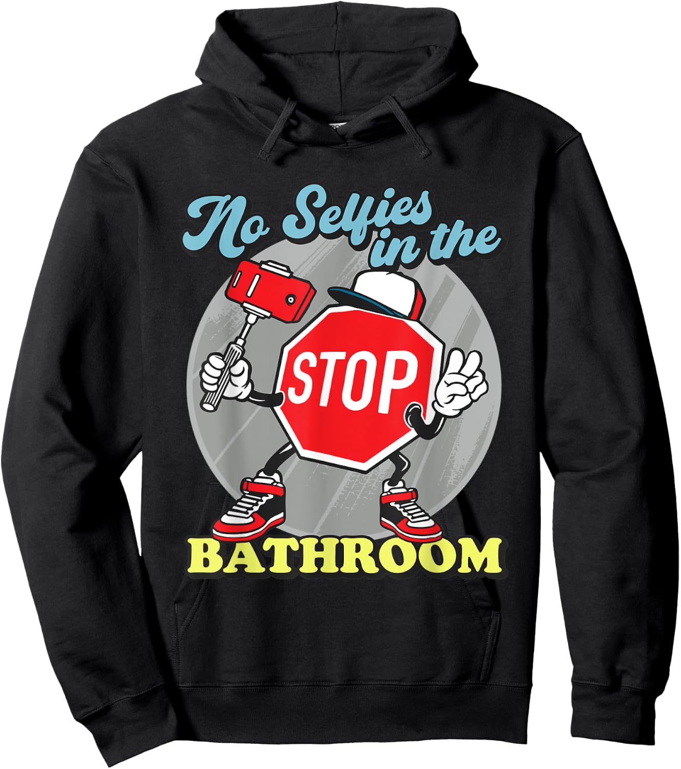 Funny Stop Sign No Selfies In The Bathroom Shower Hoodie - Hoodie | Black