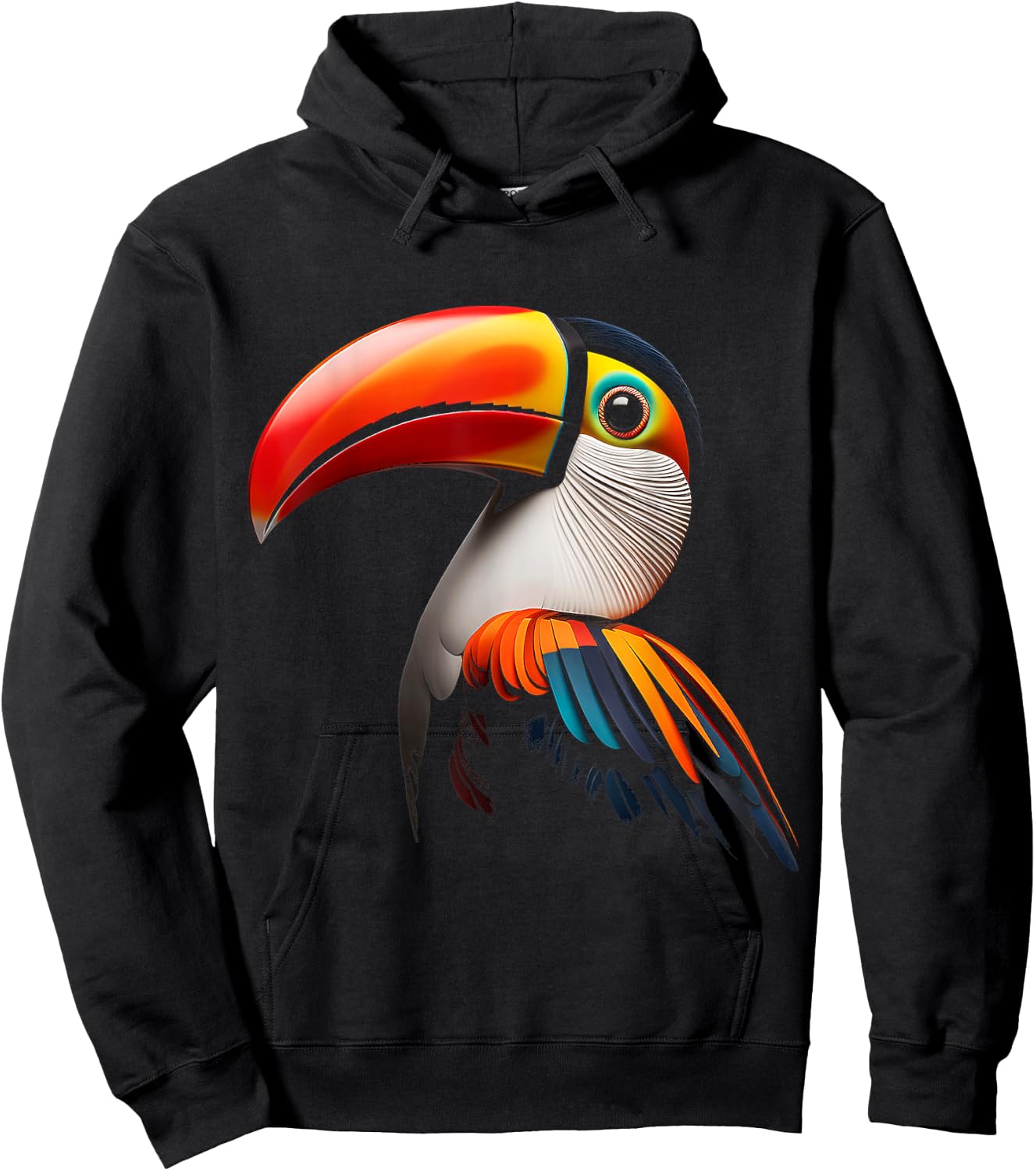 Toucan Bird Colorful Art Animal Graphic Motif Toucan Hoodie - Hoodie | Black