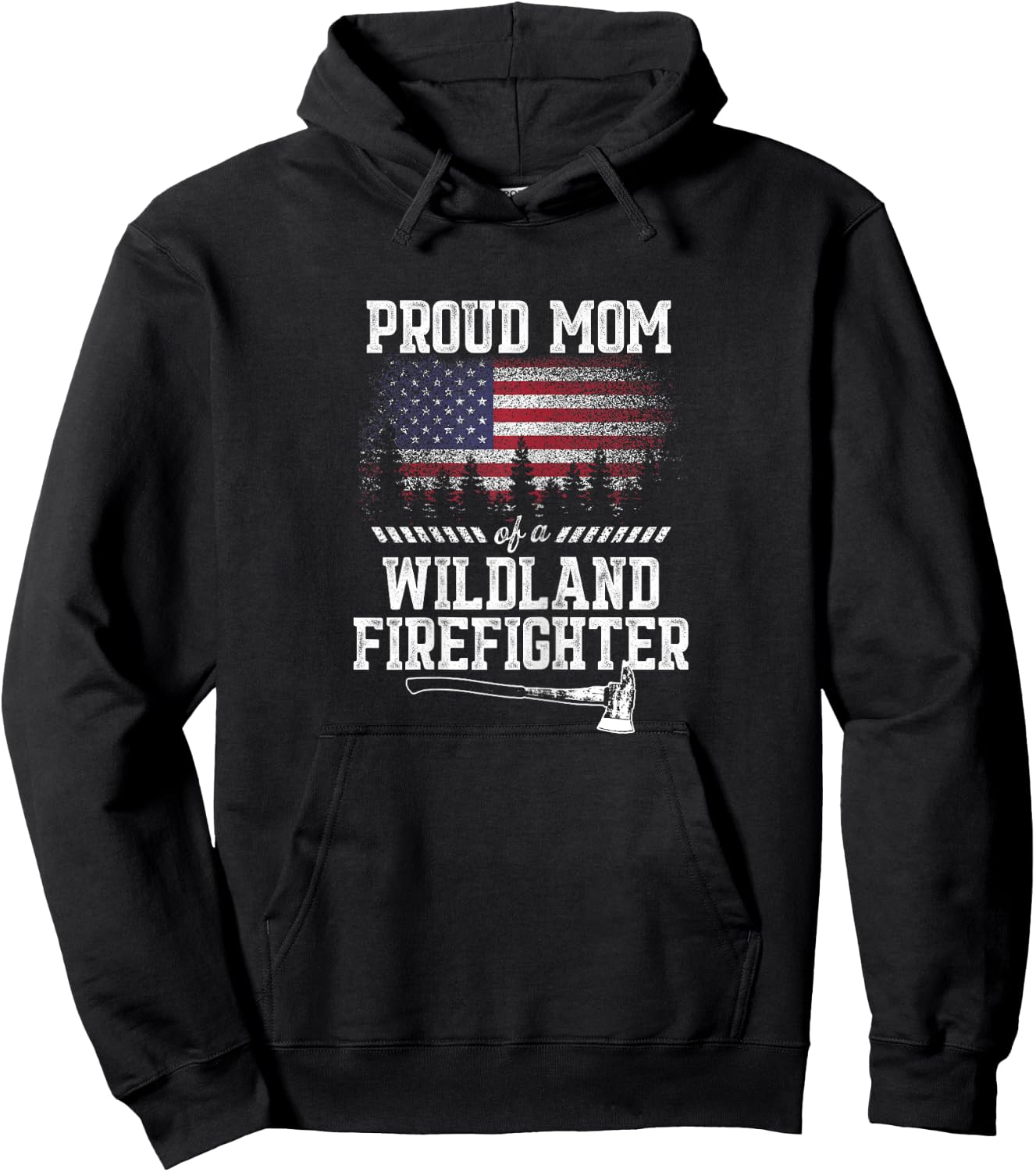 Proud Mom Wildland Firefighter Hoodie - Hoodie | Black