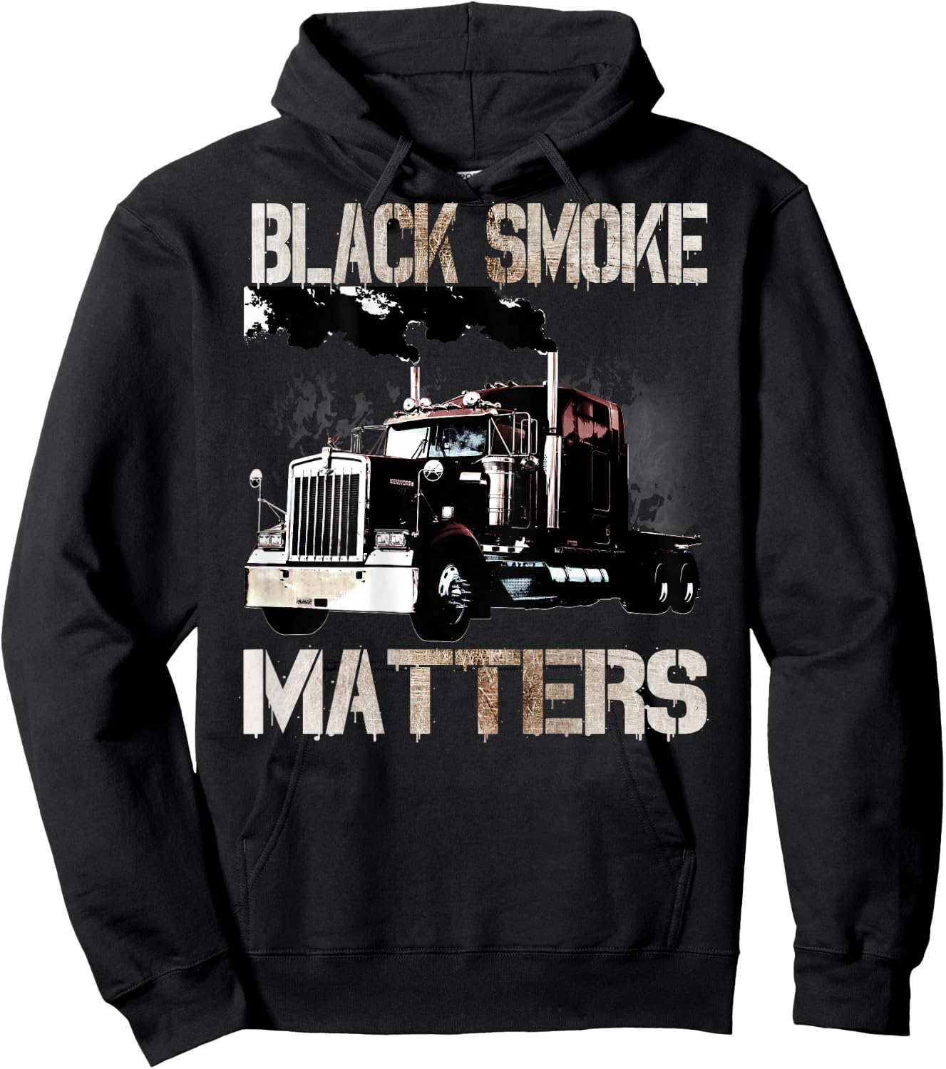 Trucker Tractor Trailer 18 Wheeler Design On Back Hoodie - Hoodie | Black