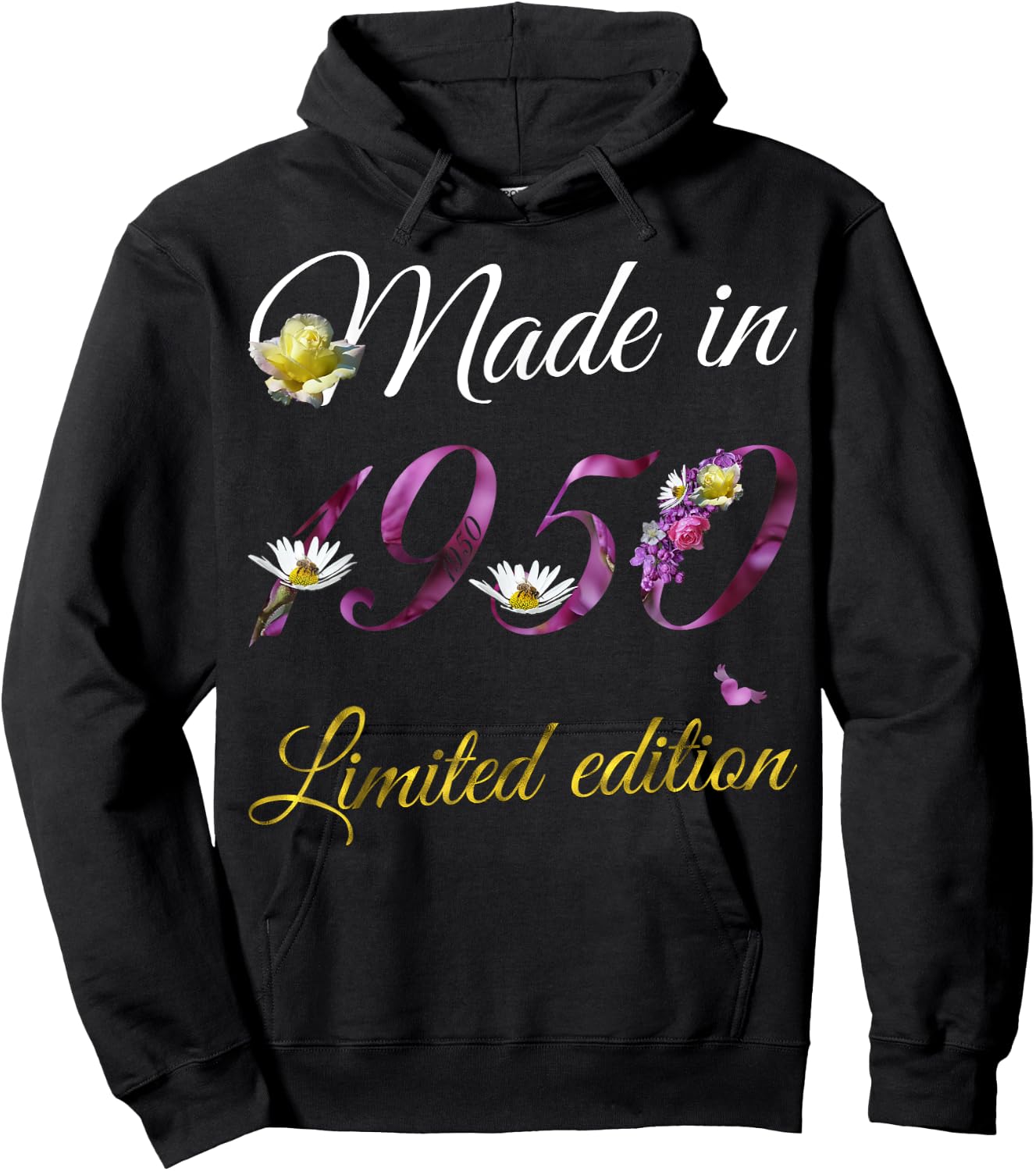 Made in 1950 - 75 Year Old Floral 1950 75th Birthday Gift Hoodie - Hoodie | Black