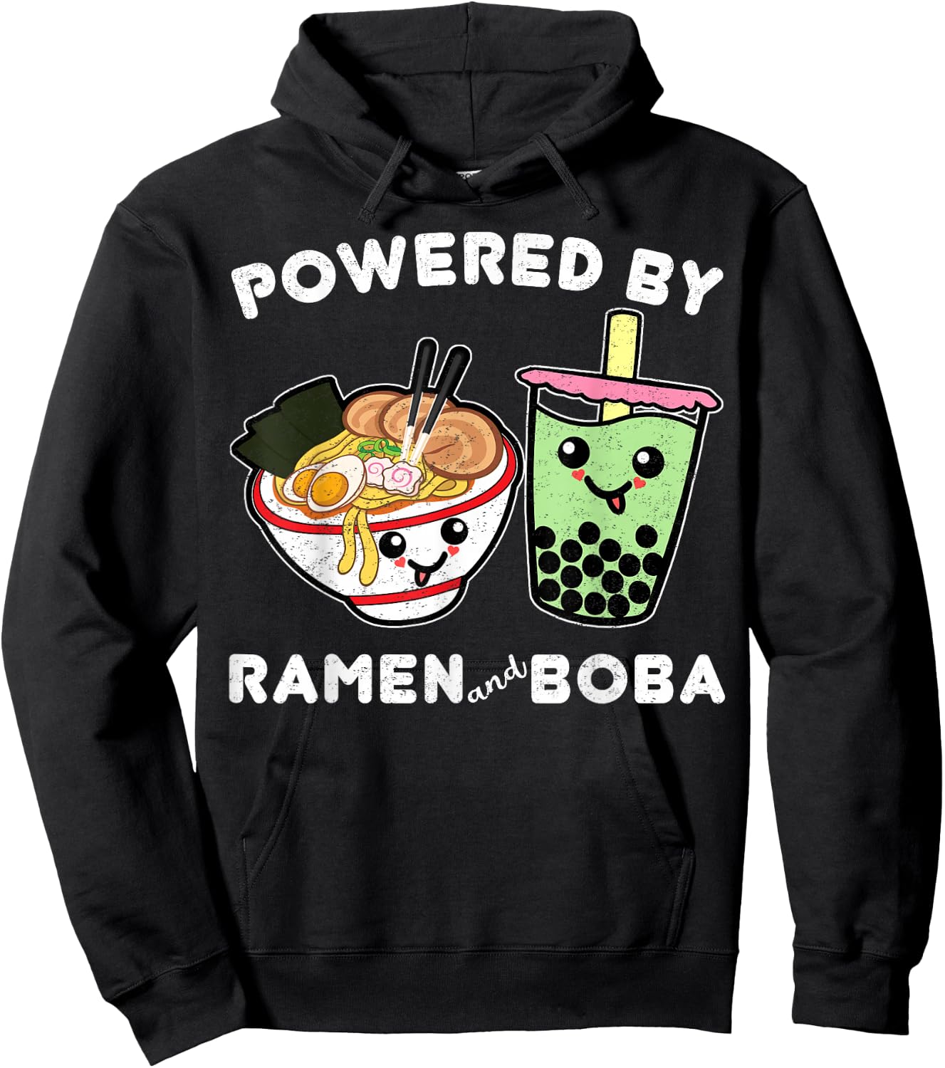 Powered By Ramen and Boba Tea Bubble Tea Cute Kawaii Anime 3 Hoodie - Hoodie | Black