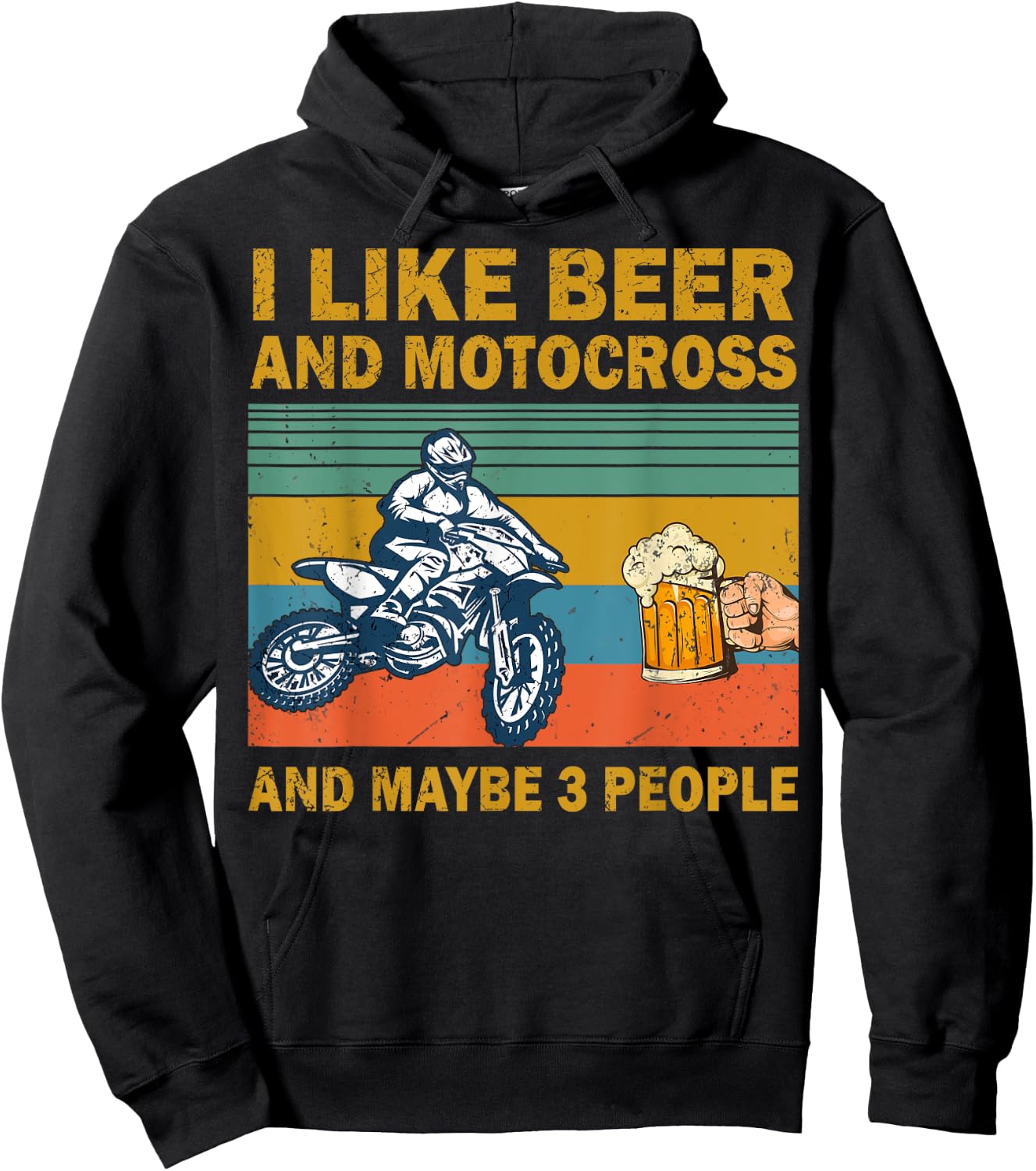 I Like Beer And Motocross And Maybe 3 People Vintage Hoodie - Hoodie | Black