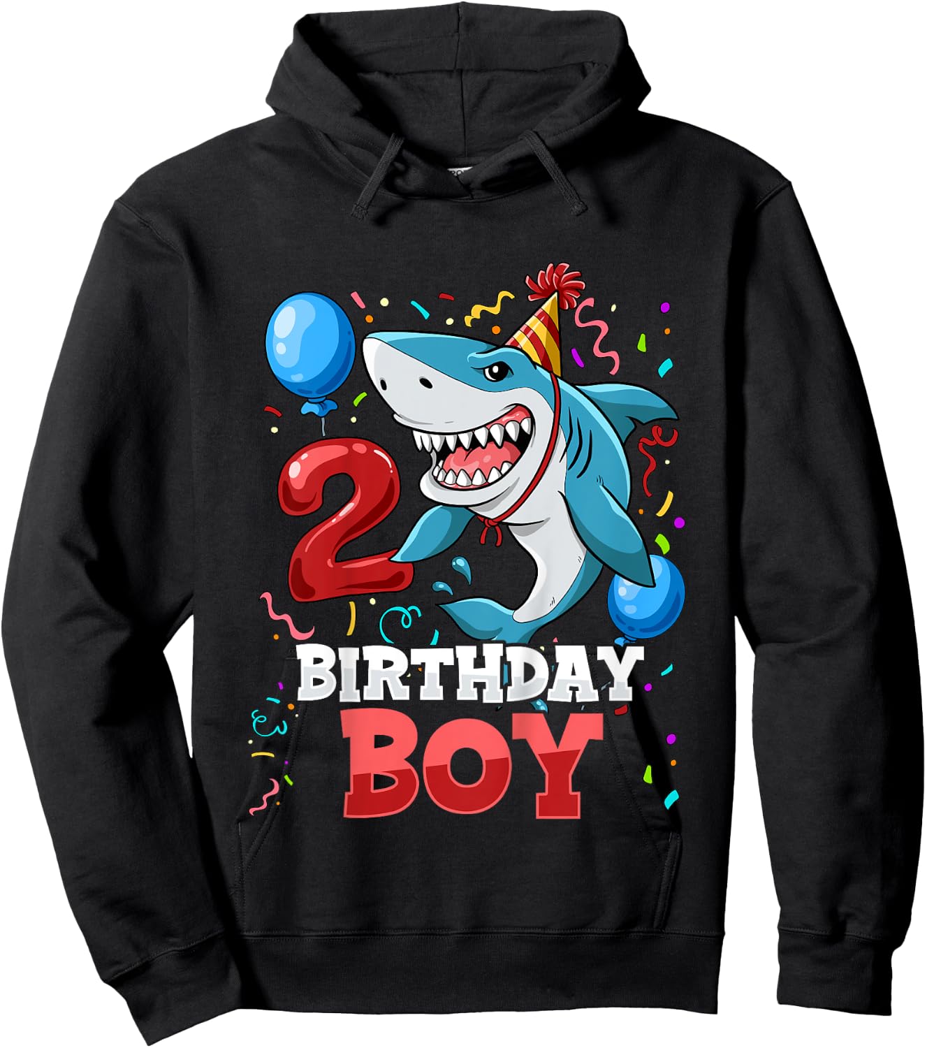 Kids Shark 2nd Birthday Boy Hoodie - Hoodie | Black