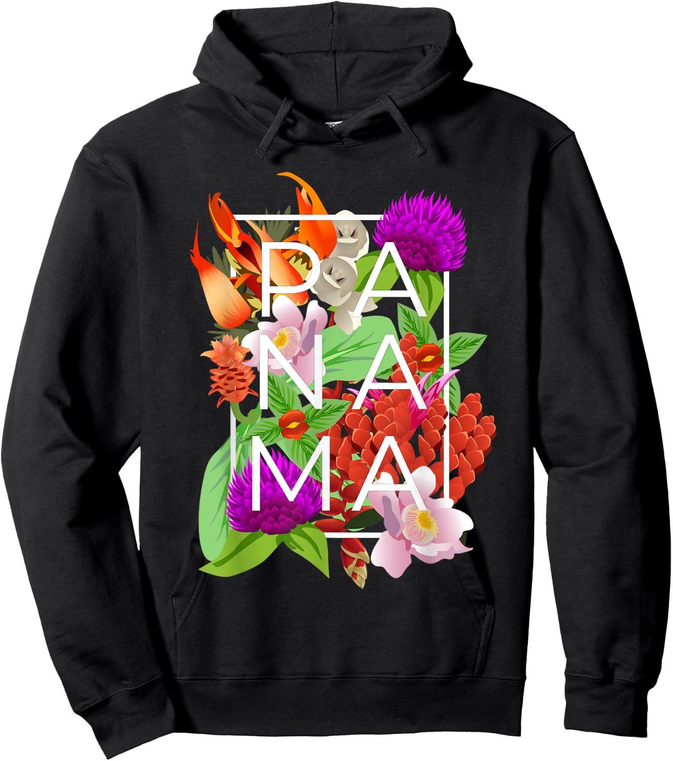 Flowers of Panama Word Art - Panamanian Pride Hoodie - Hoodie | Black