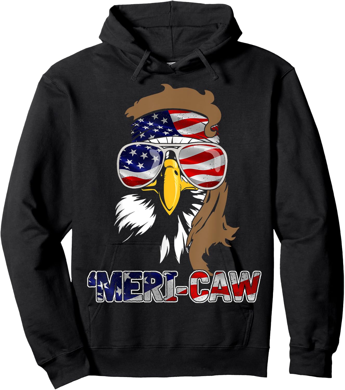 mb35 Mullet Eagle 'Meri-Caw 4th Of July Independence Day Kids Men Hoodie - Hoodie | Black