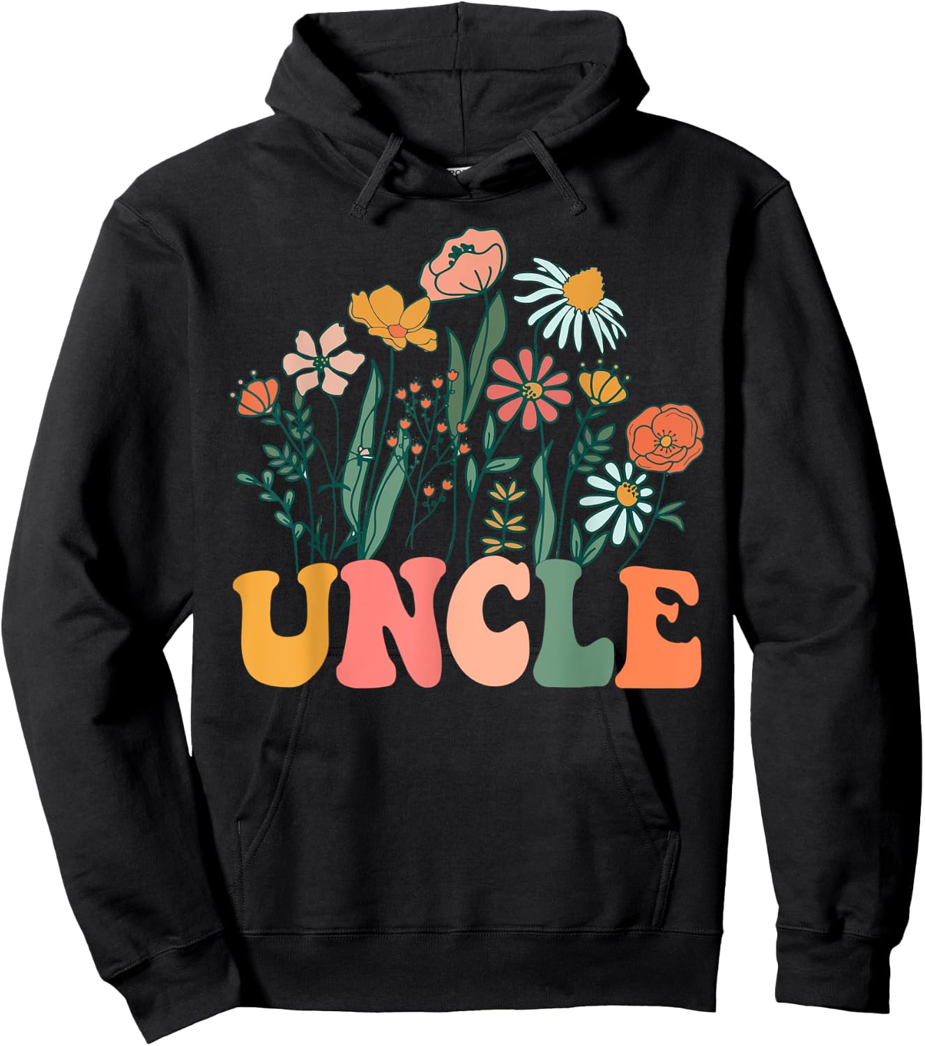 New UNCLE Wildflower First Birthday & Baby Shower Hoodie - Hoodie | Black