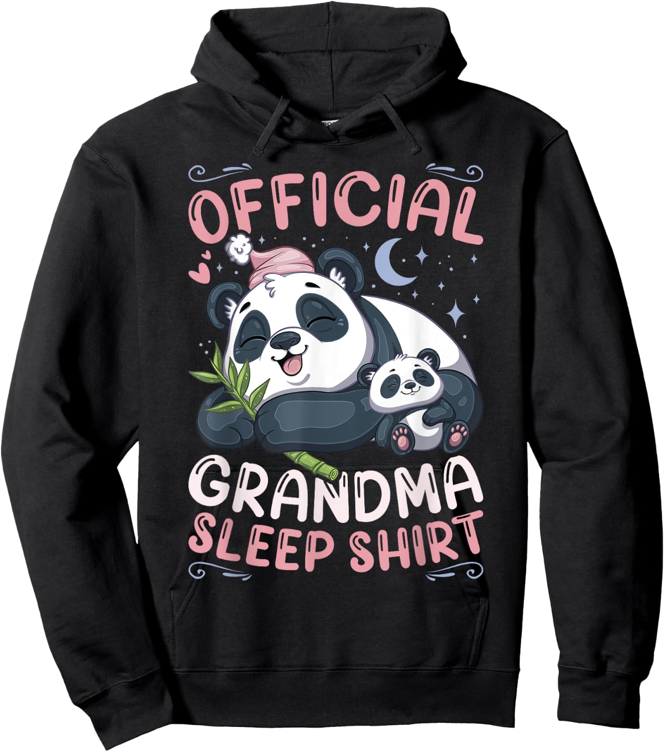 Grandmother Panda & Cub Official Grandma Sleep Shirt Hoodie - Hoodie | Black