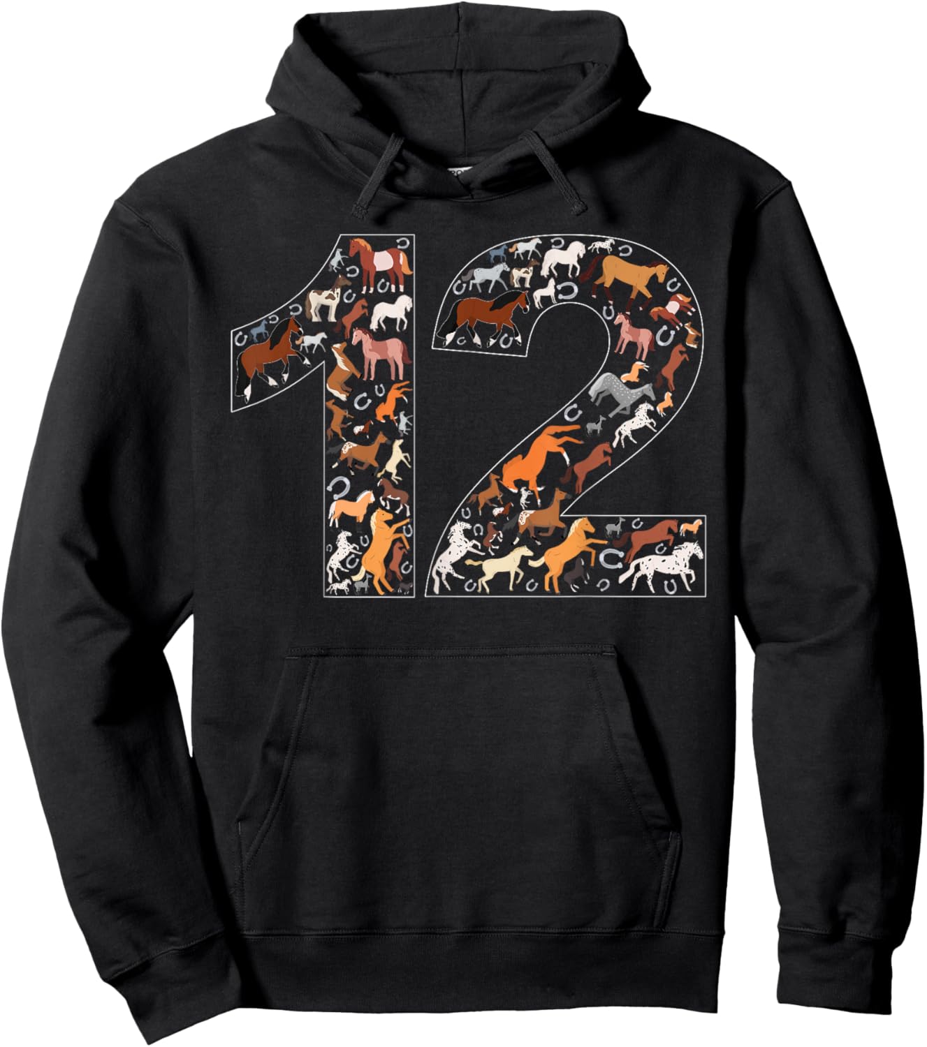 12th Birthday Horse Lover Theme 12 Year Old Party Hoodie - Hoodie | Black