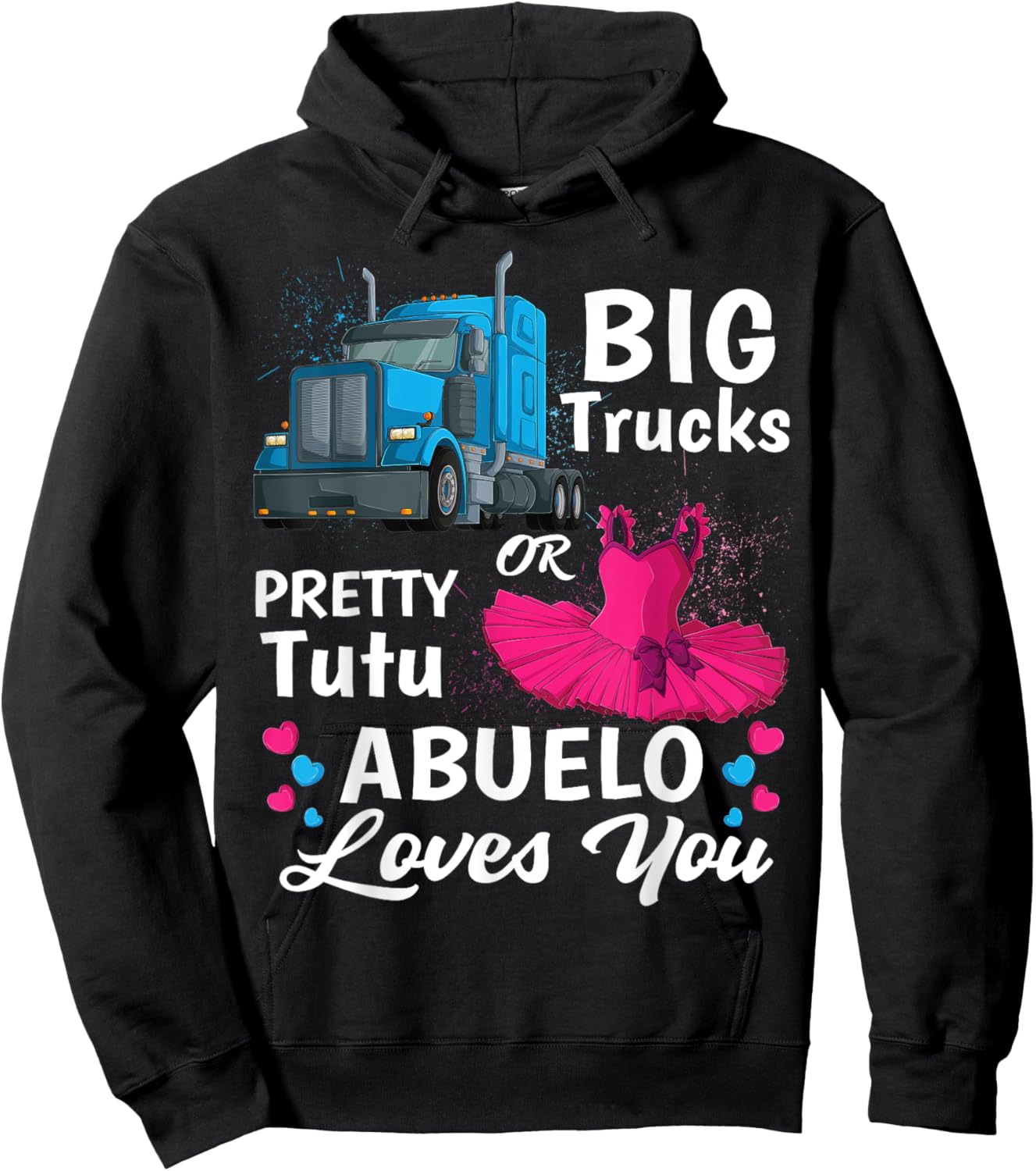 gender reveal trucks or pretty tutu family matching Abuelo Hoodie - Hoodie | Black