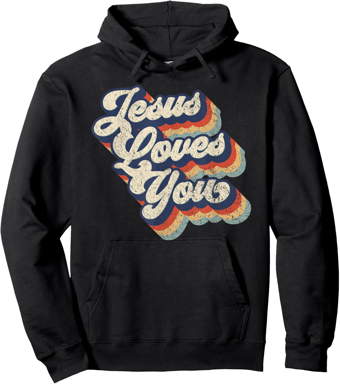 Jesus Loves You Retro Vintage Style Graphic Design Hoodie - Hoodie | Black