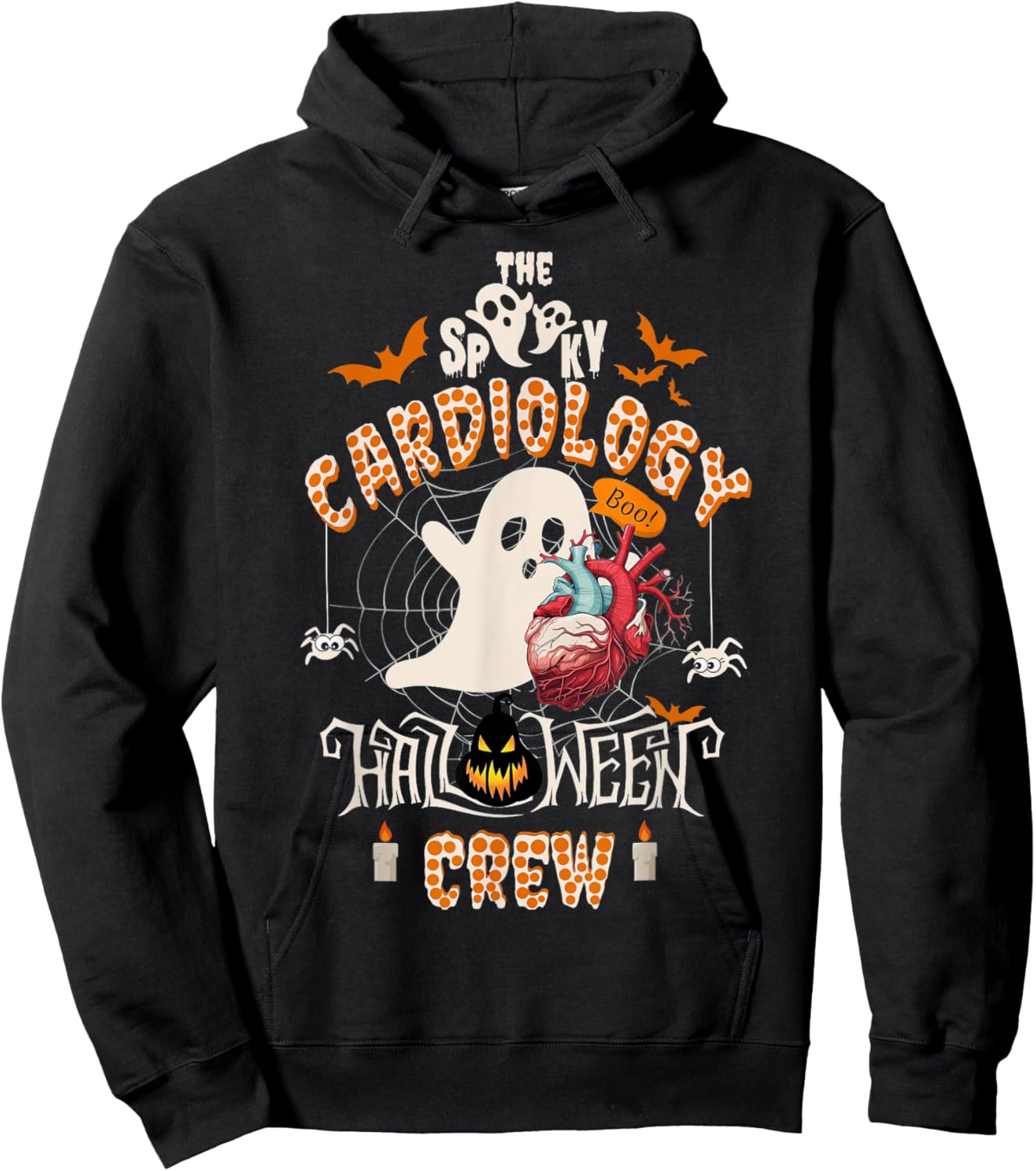 Cardiology Nurse, The Spooky Cardiology Boo Halloween Crew Hoodie - Hoodie | Black